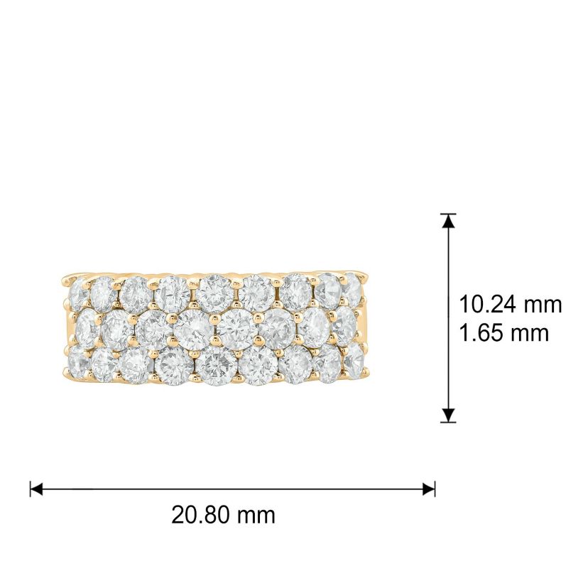 2.0 ct.t.w White Diamond 3 Row Studded Anniversary Ring in 14K Gold