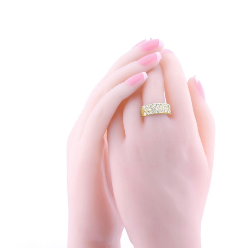 2.0 ct.t.w White Diamond 3 Row Studded Anniversary Ring in 14K Gold