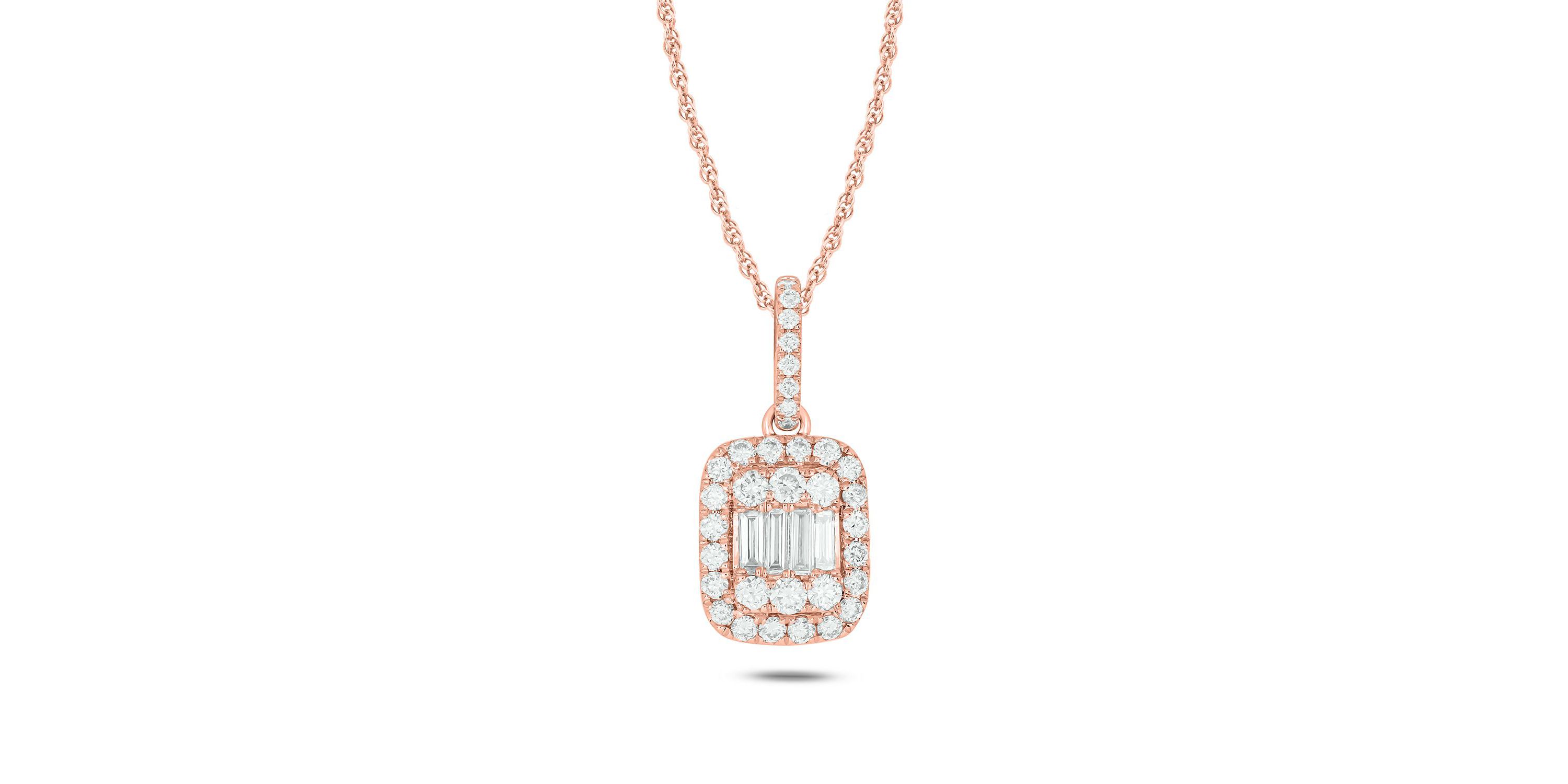 1/2 ct. t.w Natrual White Diamond Solitaire Emerald Shaped Pendant Necklace in 10K Gold