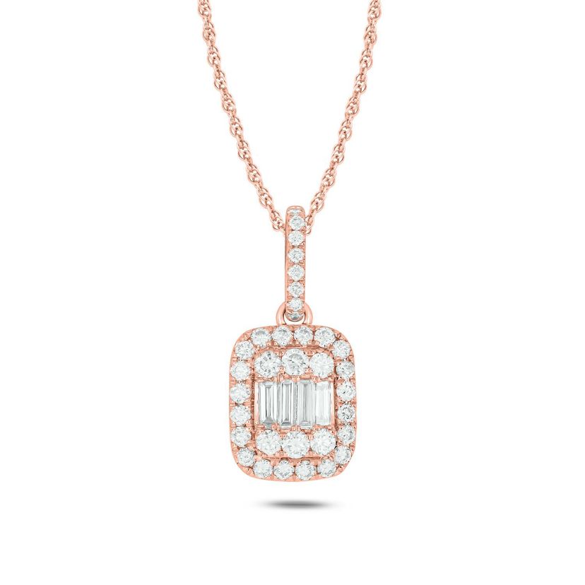 1/2 ct. t.w Natrual White Diamond Solitaire Emerald Shaped Pendant Necklace in 10K Gold