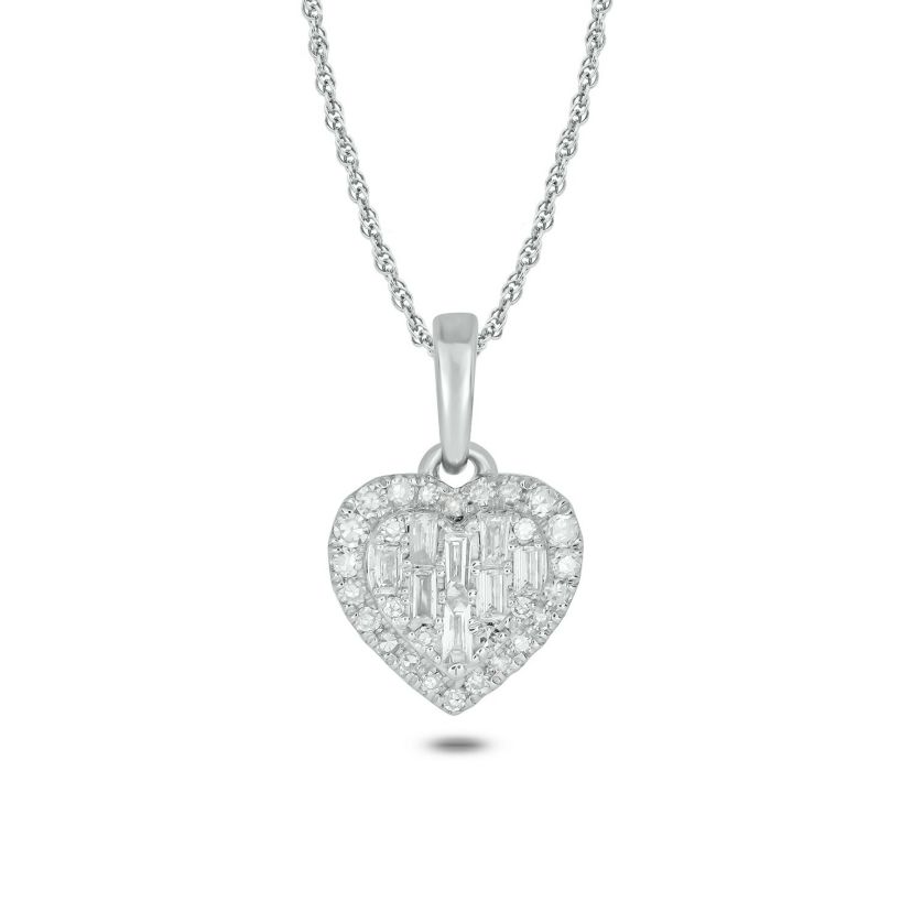 1/6 ct. t.w White Diamond Studded Heart Pendant in 10K Gold
