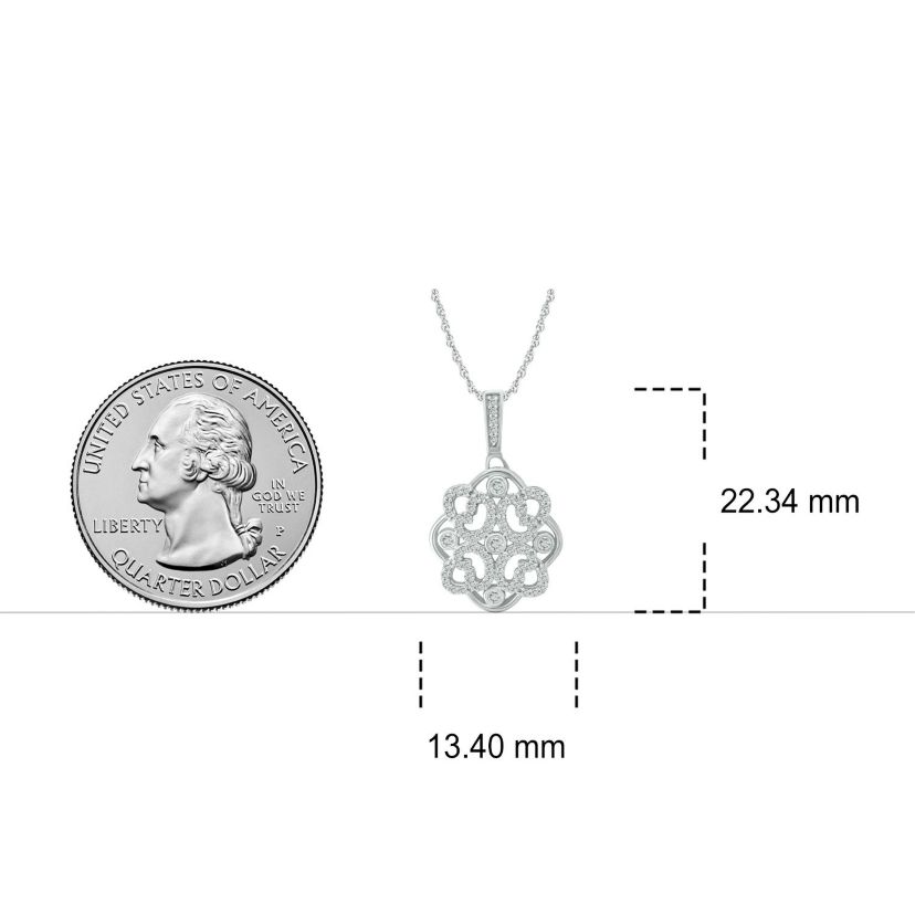 1/4 ct. t.w Natrual White Diamond Floral Designed Pendant Necklace in 10K Gold