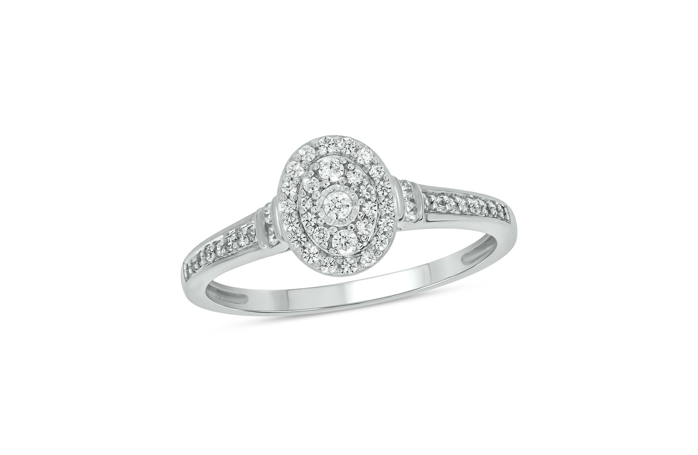 1/4 ct.t.w White Natrual Diamond Cluster Promise Ring in 10K Gold