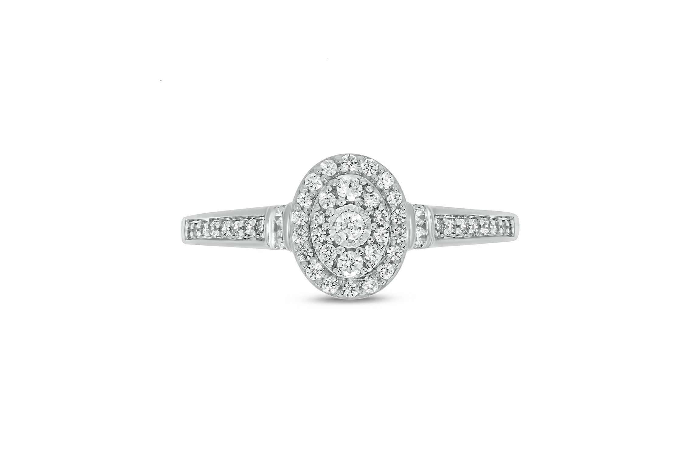 1/4 ct.t.w White Natrual Diamond Cluster Promise Ring in 10K Gold