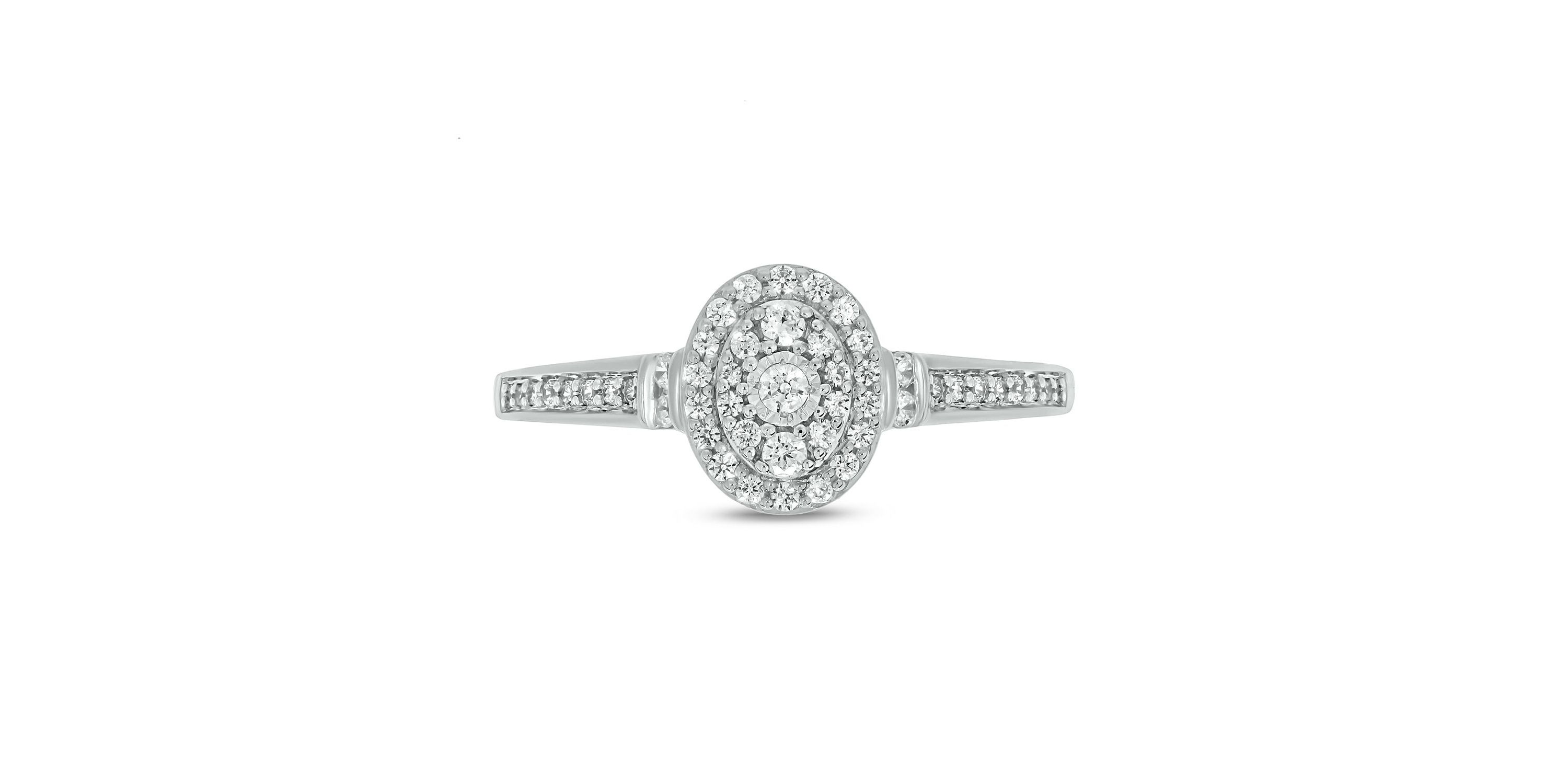 1/4 ct.t.w White Natrual Diamond Cluster Promise Ring in 10K Gold