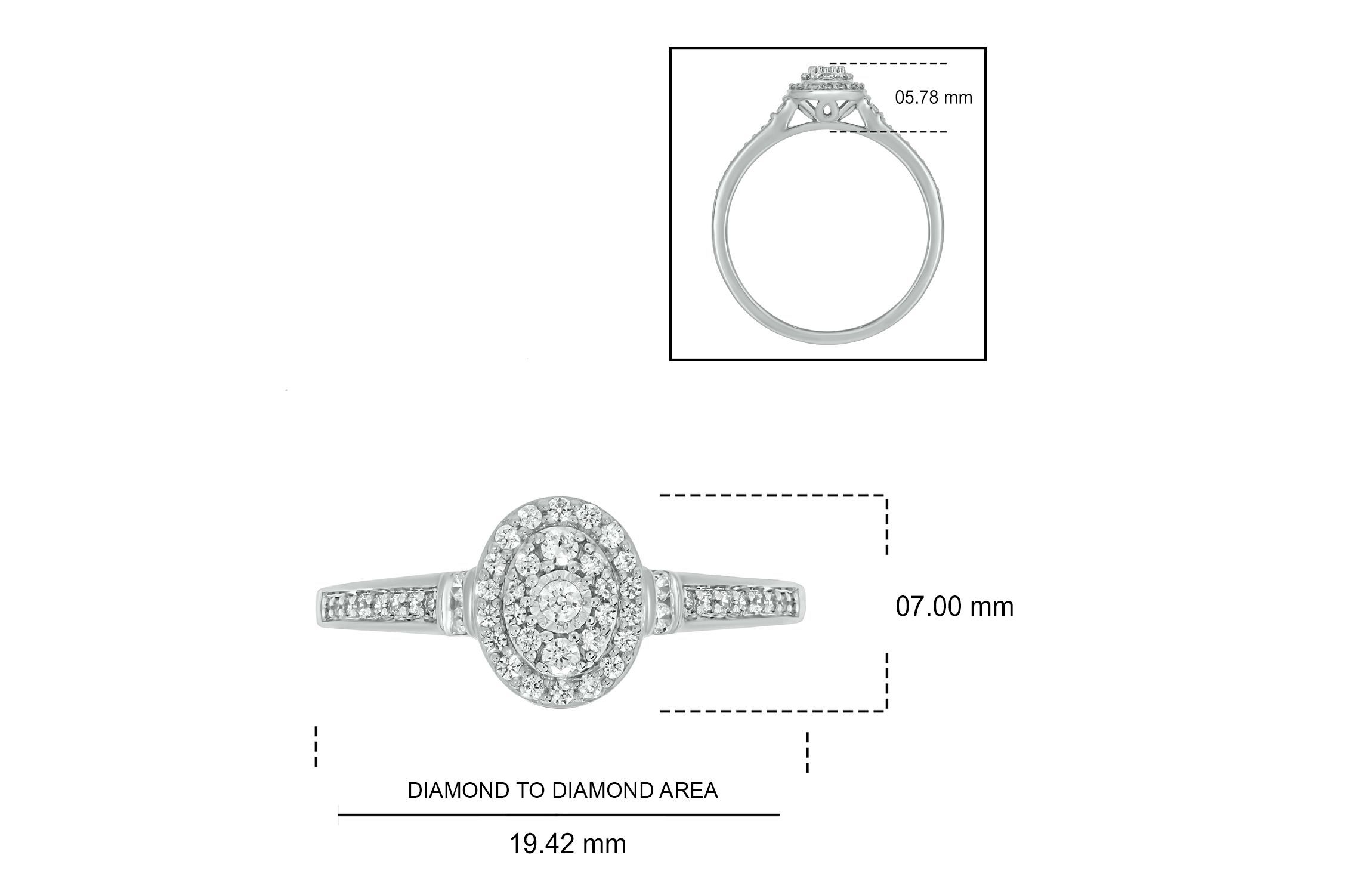 1/4 ct.t.w White Natrual Diamond Cluster Promise Ring in 10K Gold
