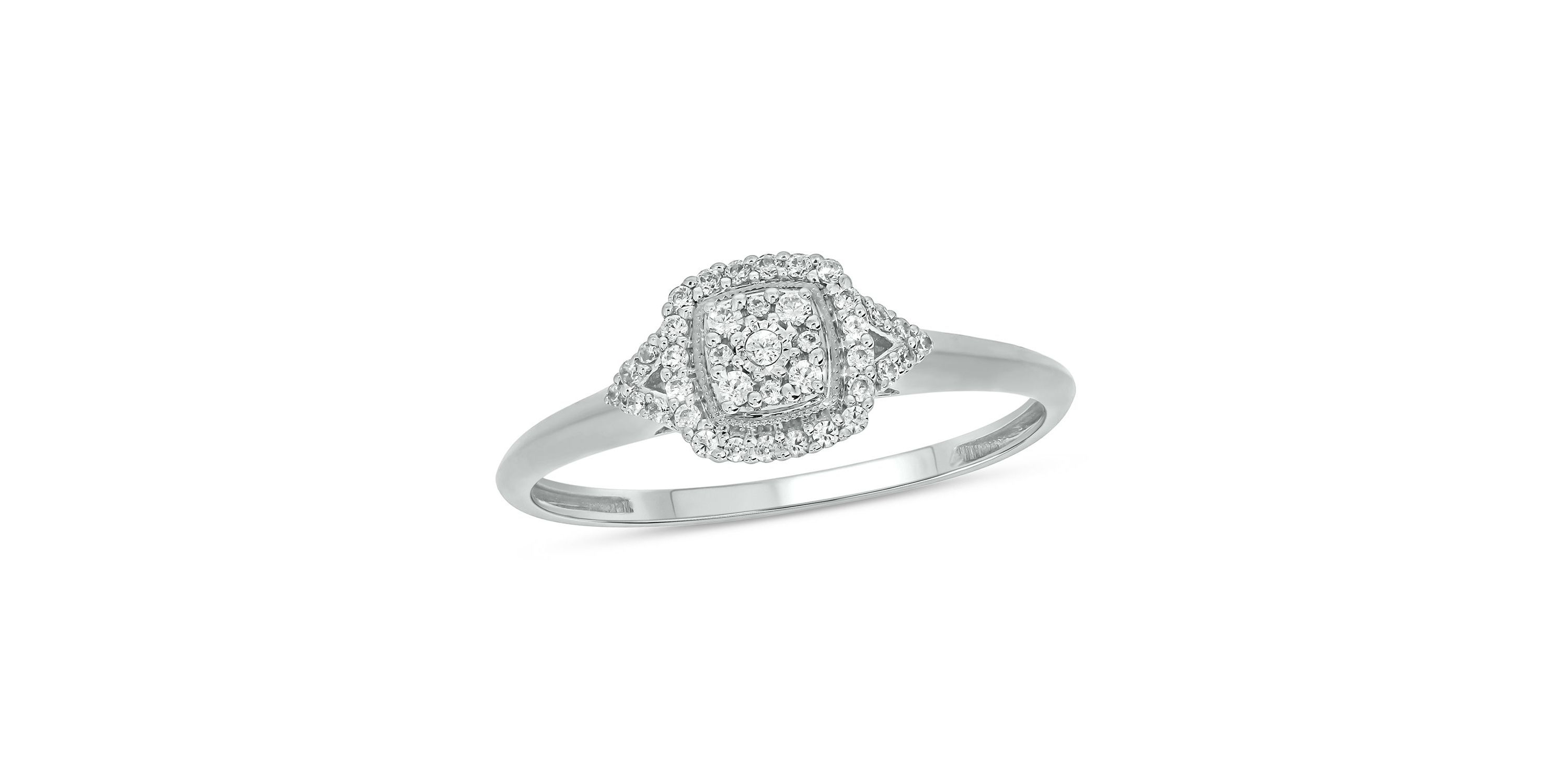 1/6 ct.t.w White Natrual Diamond Cluster Promise Ring in Sterling Silver