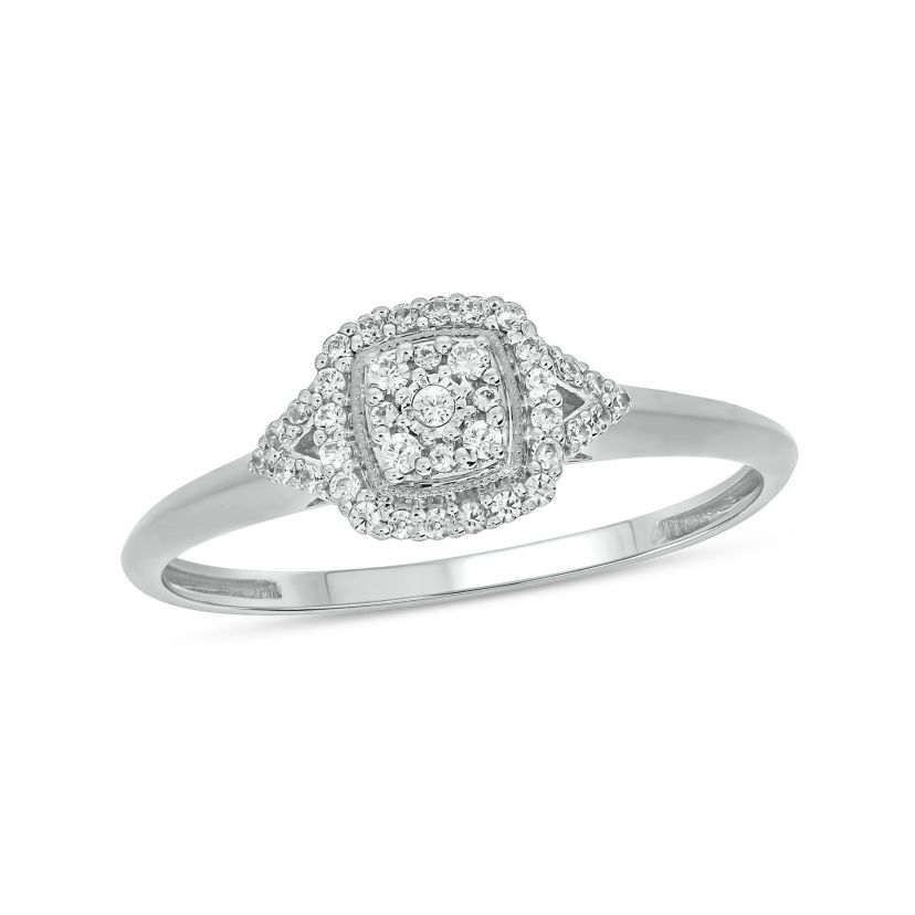 1/6 ct.t.w White Natrual Diamond Cluster Promise Ring in Sterling Silver