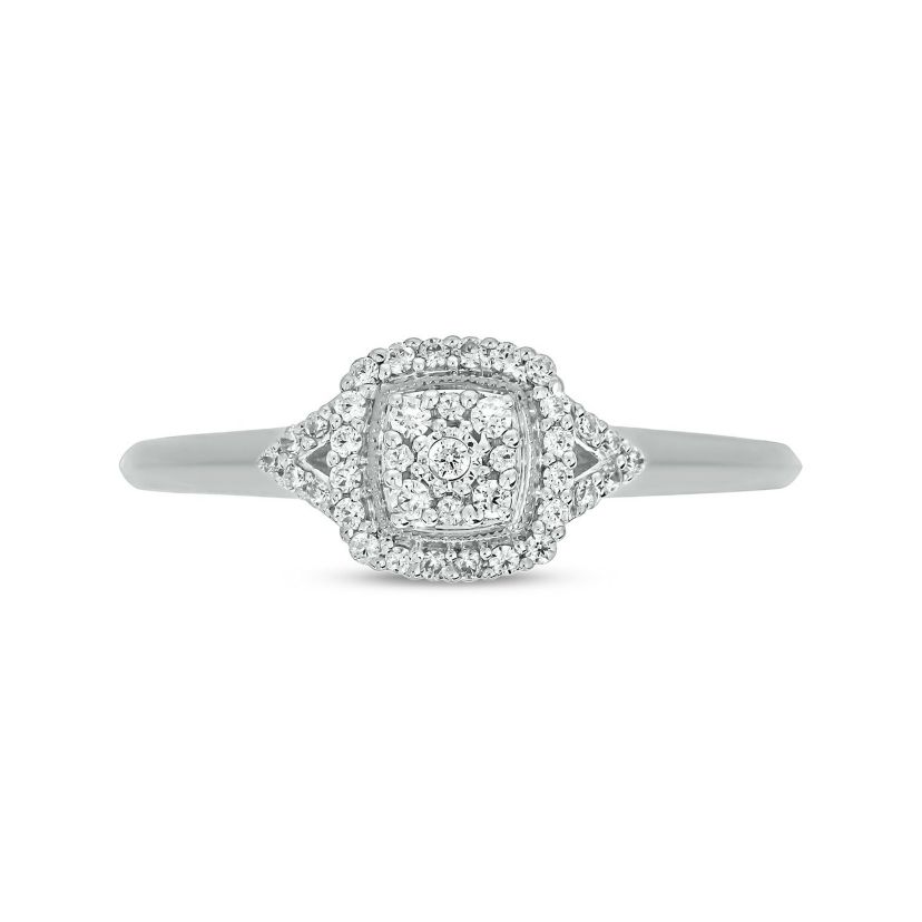 1/6 ct.t.w White Natrual Diamond Cluster Promise Ring in Sterling Silver