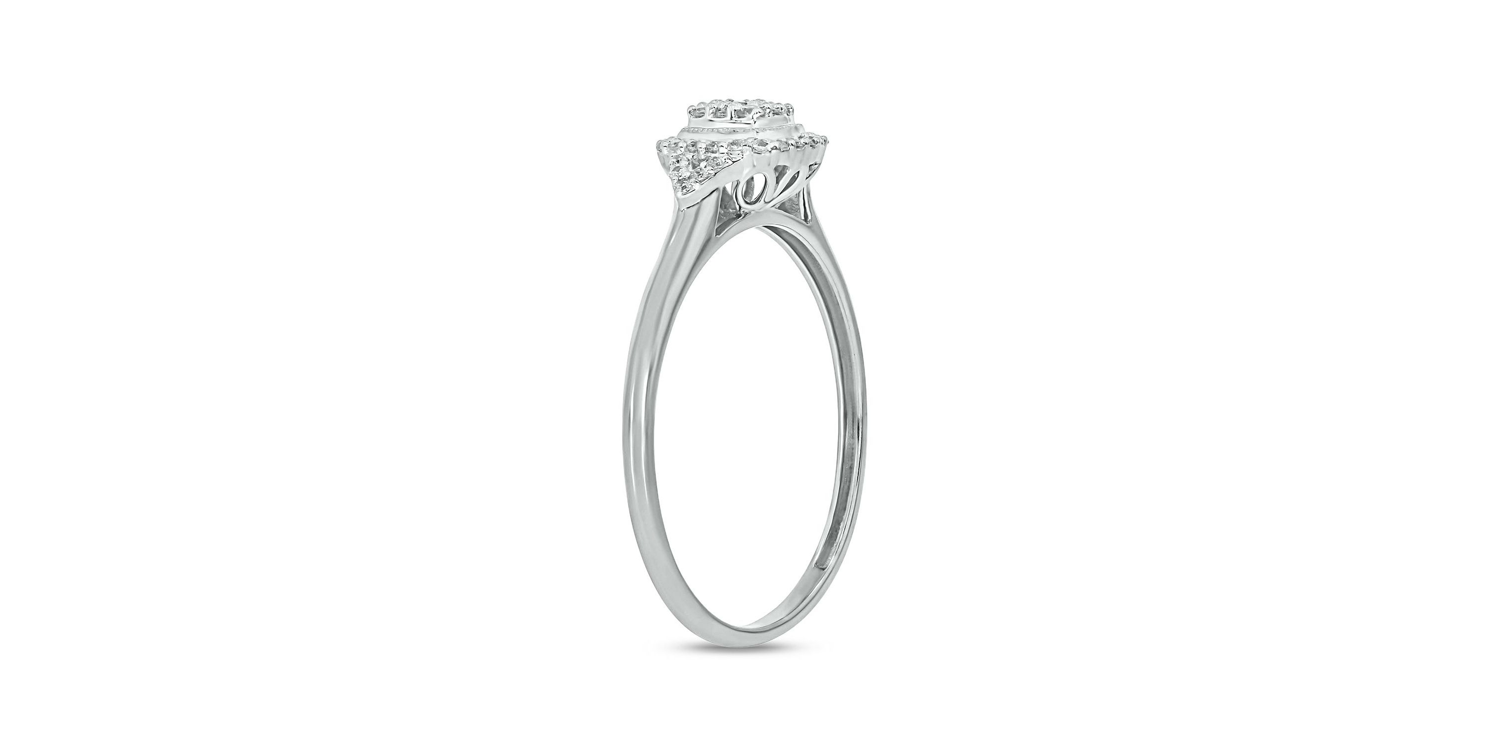 1/6 ct.t.w White Natrual Diamond Cluster Promise Ring in Sterling Silver