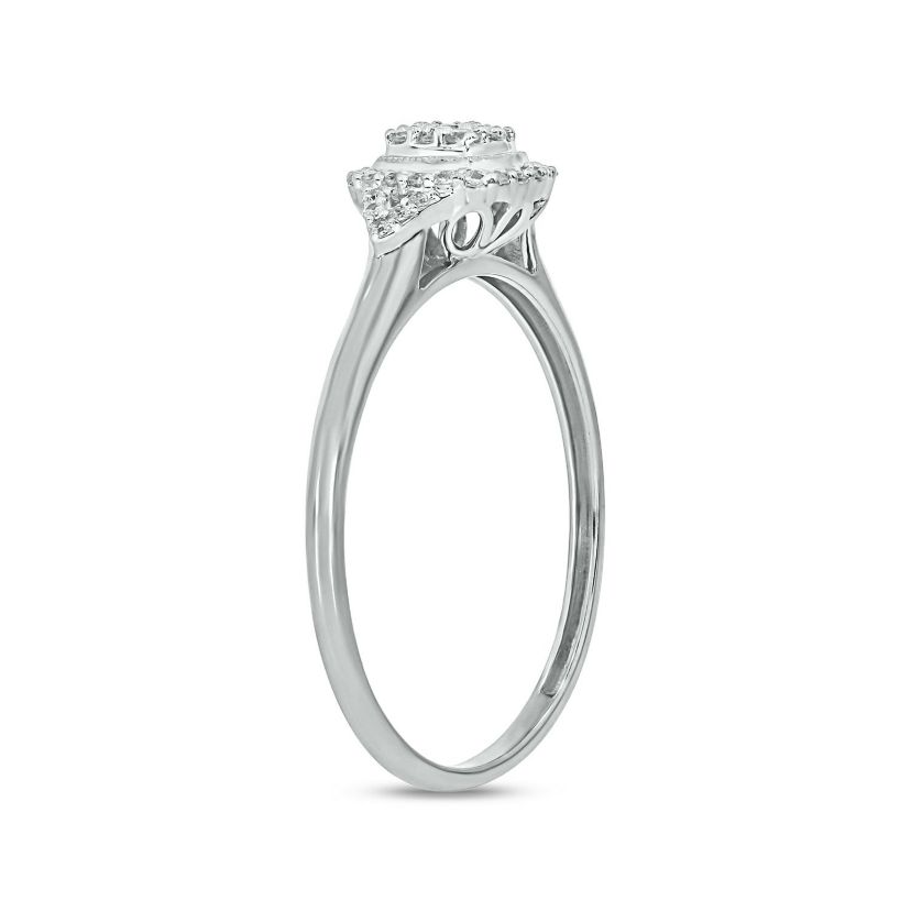 1/6 ct.t.w White Natrual Diamond Cluster Promise Ring in Sterling Silver