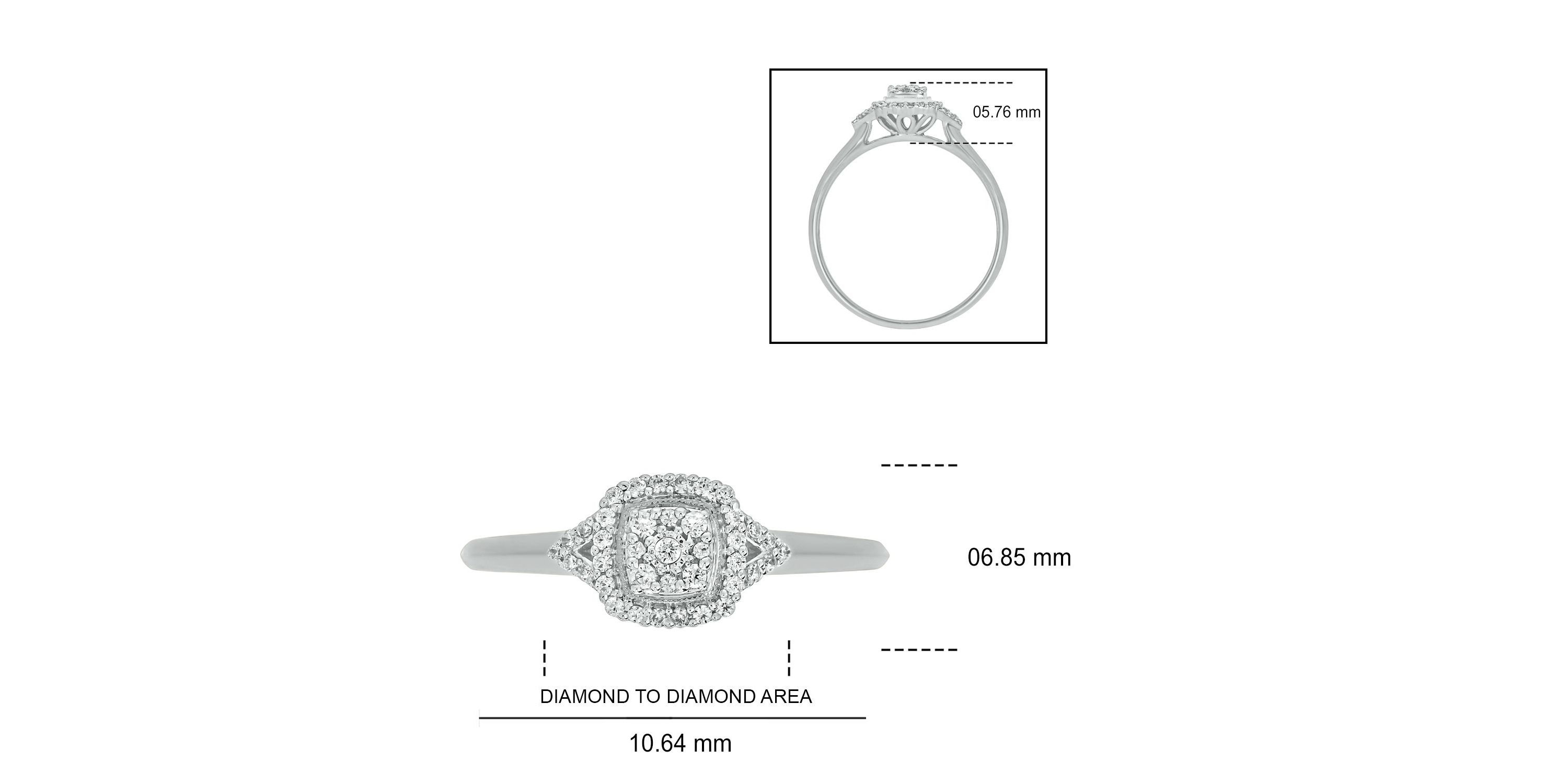 1/6 ct.t.w White Natrual Diamond Cluster Promise Ring in Sterling Silver