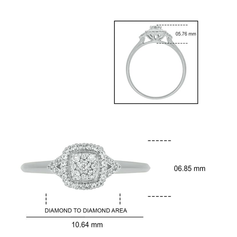 1/6 ct.t.w White Natrual Diamond Cluster Promise Ring in Sterling Silver