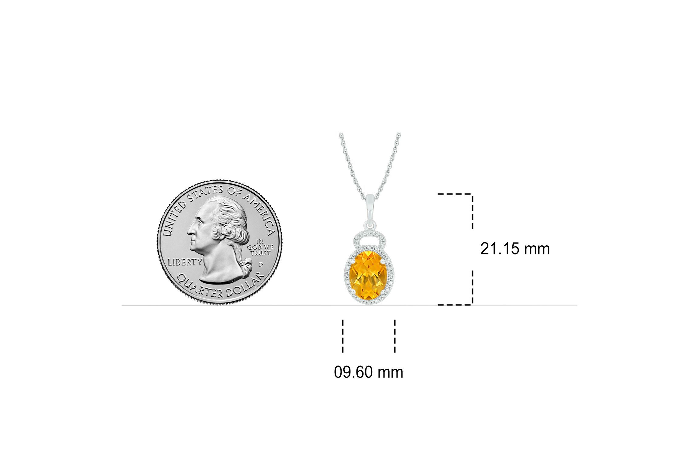 1/10 ct. t.w Diamond & 1.70 ct. t.w citrine Oval Shape Natural Color Stone Pendant in 10K Gold