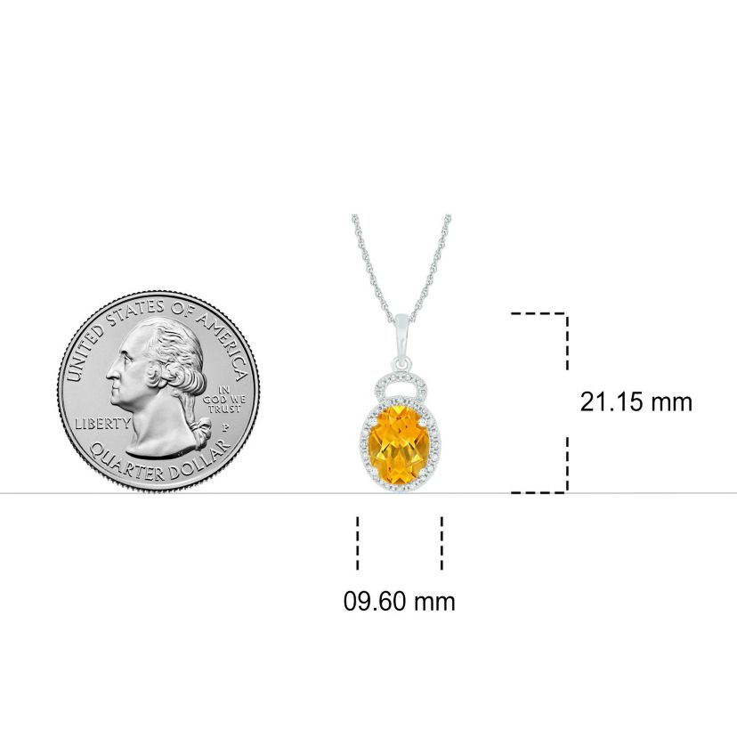 1/10 ct. t.w Diamond & 1.70 ct. t.w citrine Oval Shape Natural Color Stone Pendant in 10K Gold