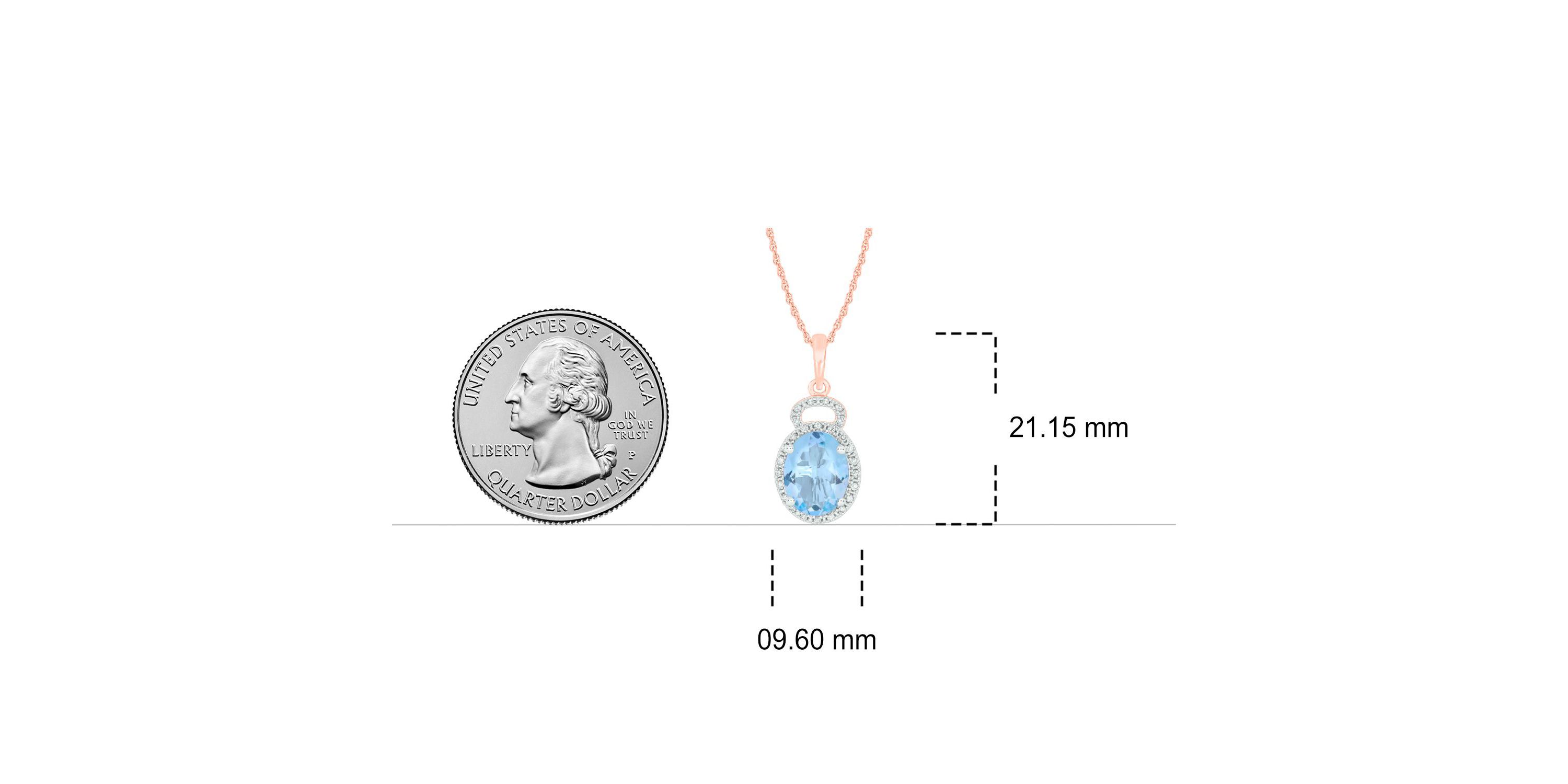 1/10 ct. t.w Diamond & 1.70 ct. t.w Aquamarine Oval Shape Natural Color Stone Pendant in 10K Gold