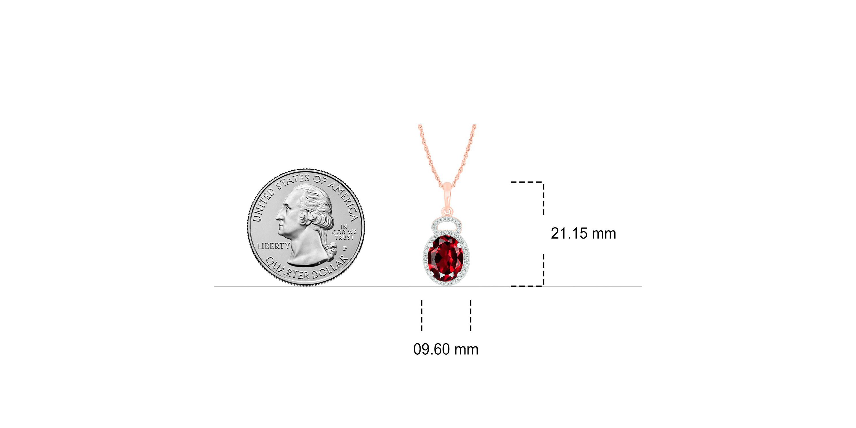1/10 ct. t.w Diamond & 2.0 ct. t.w Garnet Oval Shape Natural Color Stone Pendant in 10K Gold