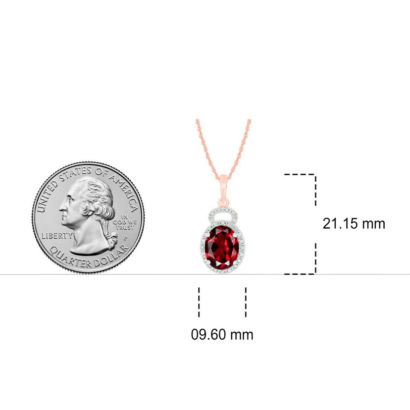 1/10 ct. t.w Diamond & 2.0 ct. t.w Garnet Oval Shape Natural Color Stone Pendant in 10K Gold