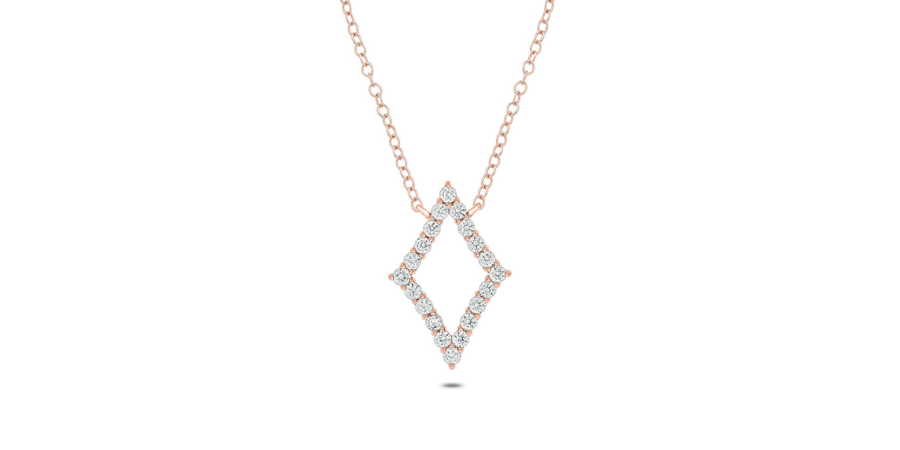 1 1.2 ct. t.w Diamond Rhombus Shape Pendant Necklace For Womens in 14K gold