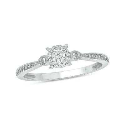 Belk & Co 1/4 ct.t.w White Diamond Dainty Solitaire Promise Ring in 10K Gold, 6 -  0686557628388