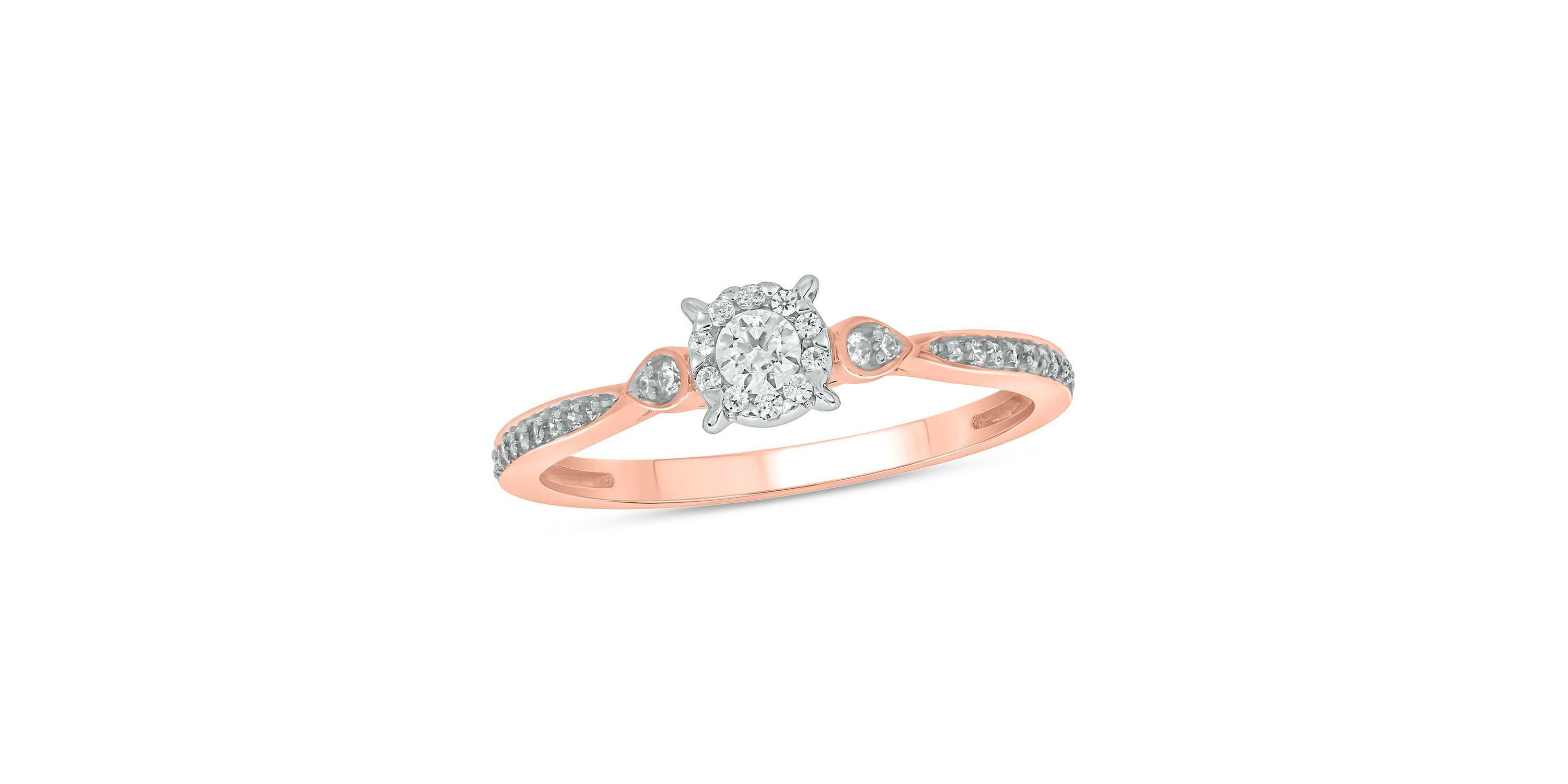 1/4 ct.t.w White Diamond Dainty Solitaire Promise Ring in 10K Gold