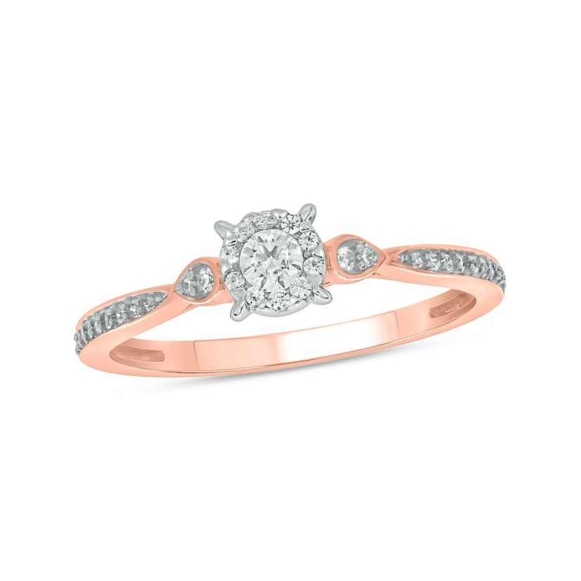 1/4 ct.t.w White Diamond Dainty Solitaire Promise Ring in 10K Gold