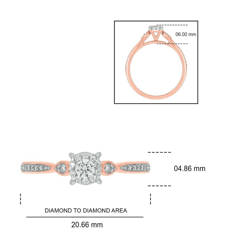 1/4 ct.t.w White Diamond Dainty Solitaire Promise Ring in 10K Gold