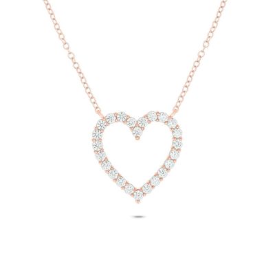 Belk & Co 1.0 Ct. T.w Natrual White Diamond Open Heart Pendant Necklace In 14K Gold