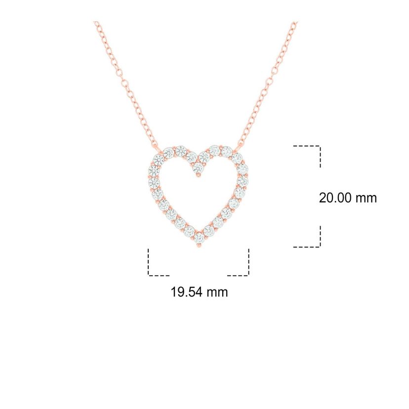 1.0 ct. t.w Natrual White Diamond Open Heart Pendant Necklace in 14K Gold