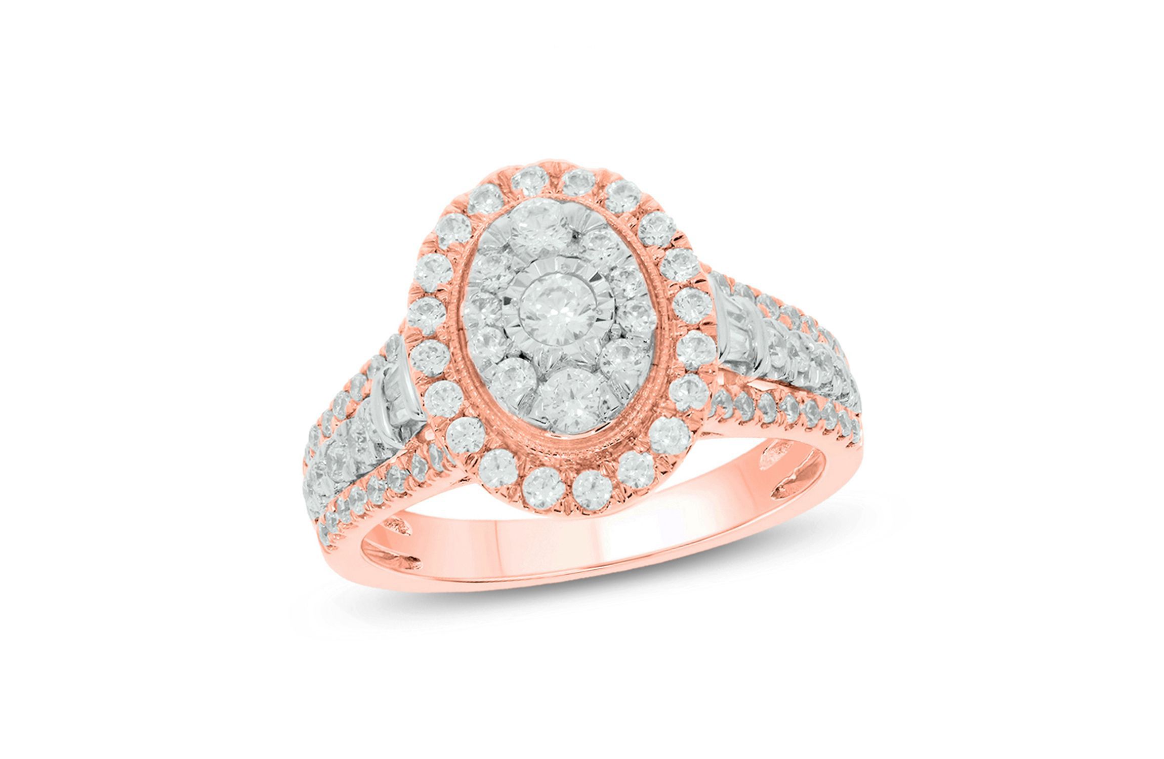 1.0 ct.t.w White Diamond Studded Solitaire Engagement Ring in 10K Gold