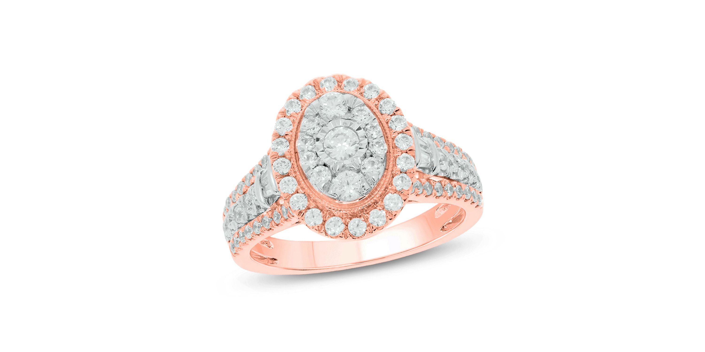1.0 ct.t.w White Diamond Studded Solitaire Engagement Ring in 10K Gold