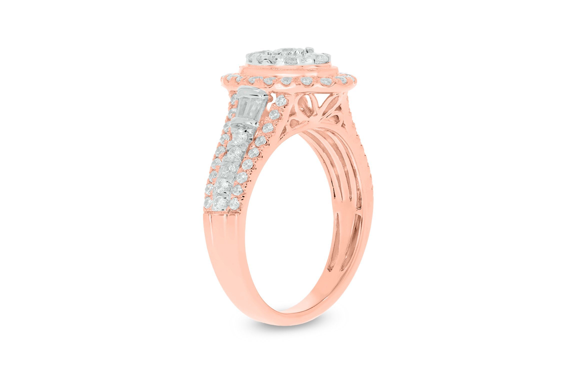 1.0 ct.t.w White Diamond Studded Solitaire Engagement Ring in 10K Gold