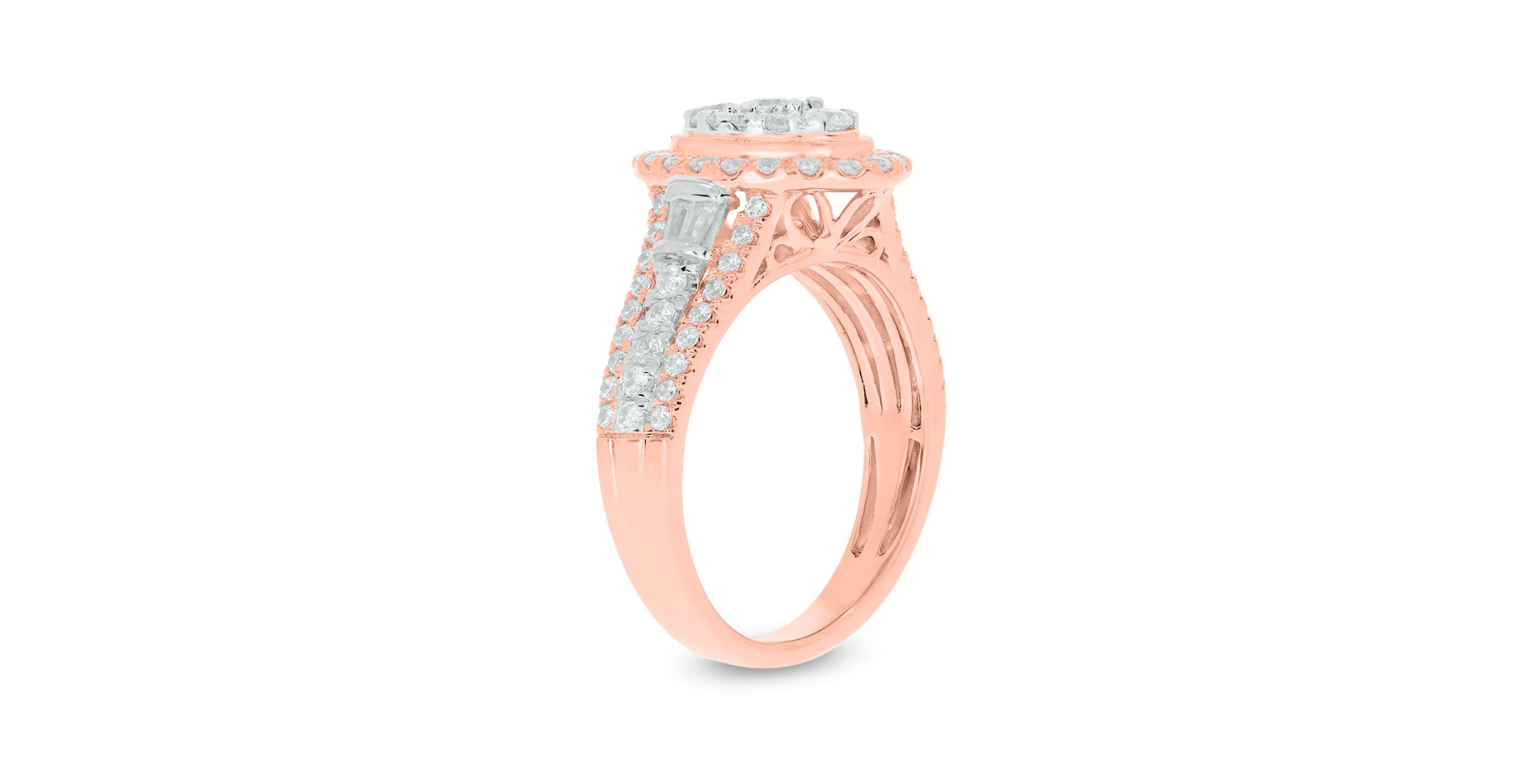 1.0 ct.t.w White Diamond Studded Solitaire Engagement Ring in 10K Gold