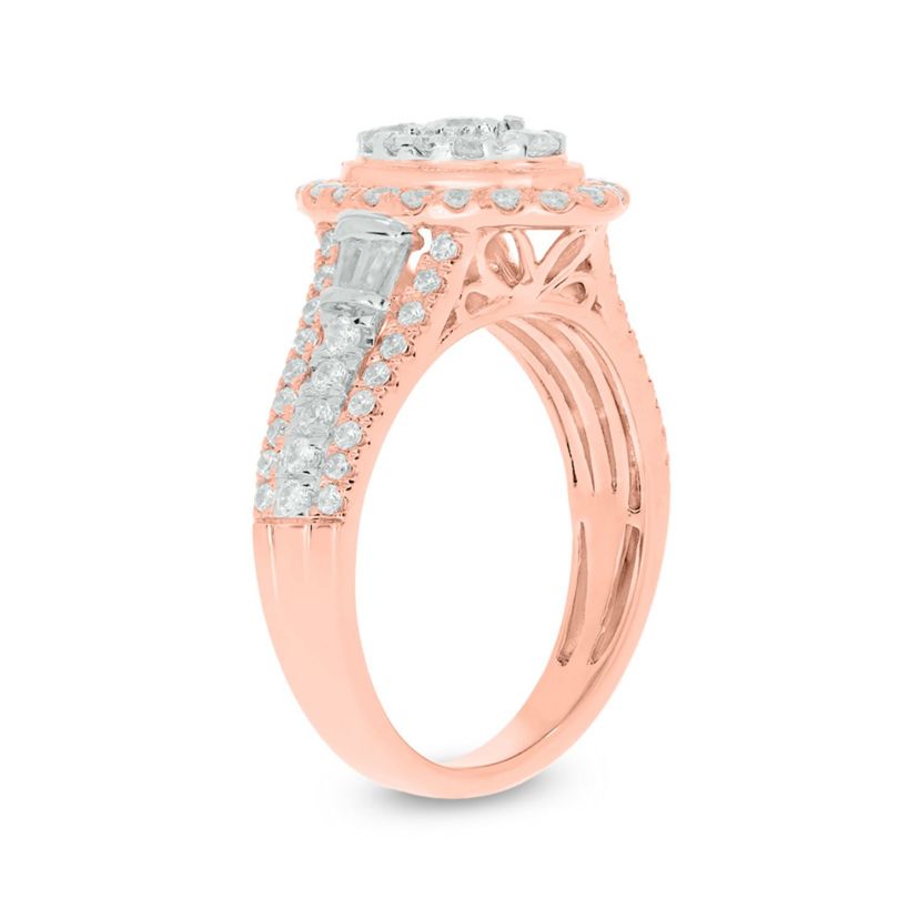1.0 ct.t.w White Diamond Studded Solitaire Engagement Ring in 10K Gold