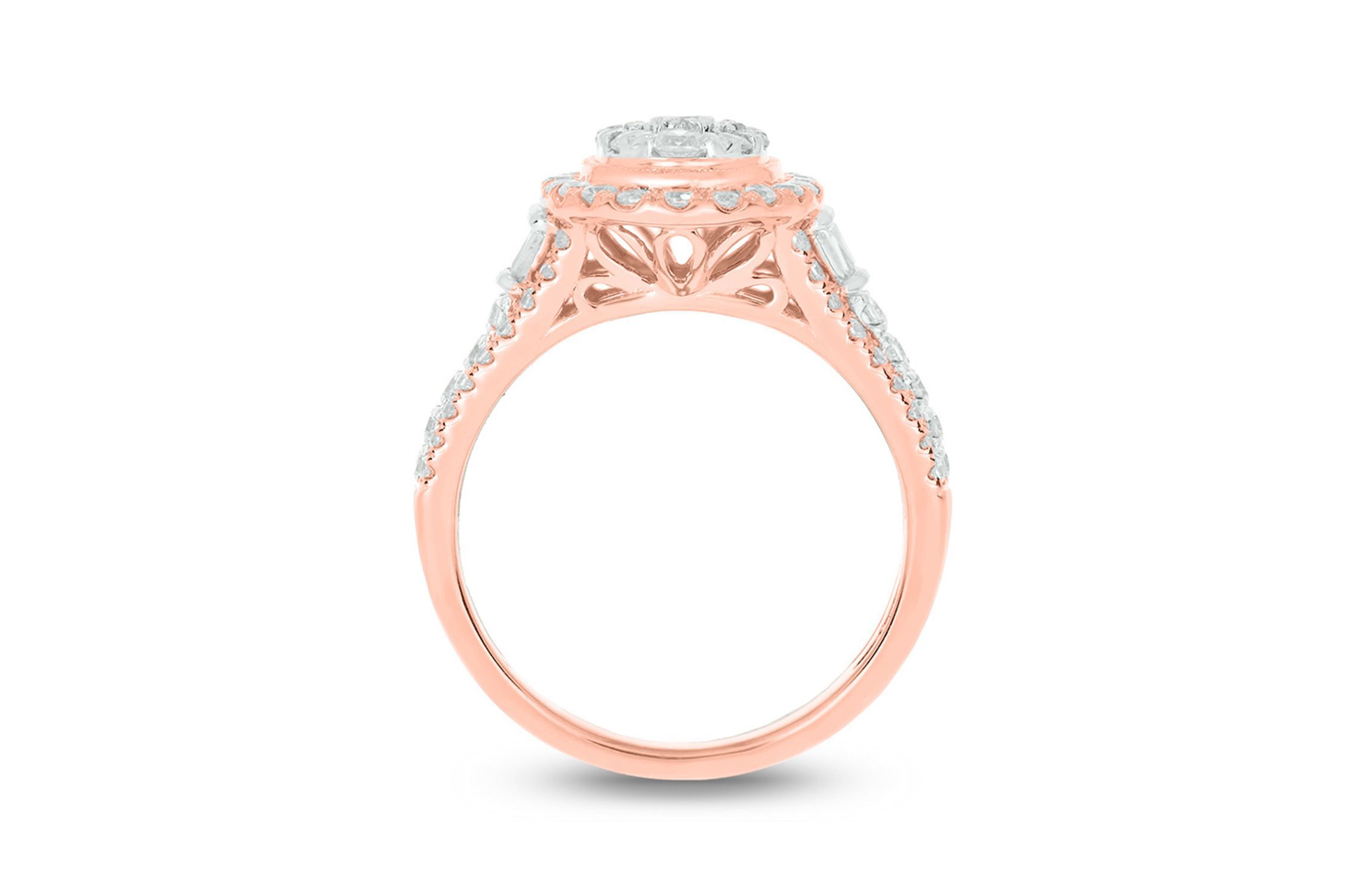1.0 ct.t.w White Diamond Studded Solitaire Engagement Ring in 10K Gold
