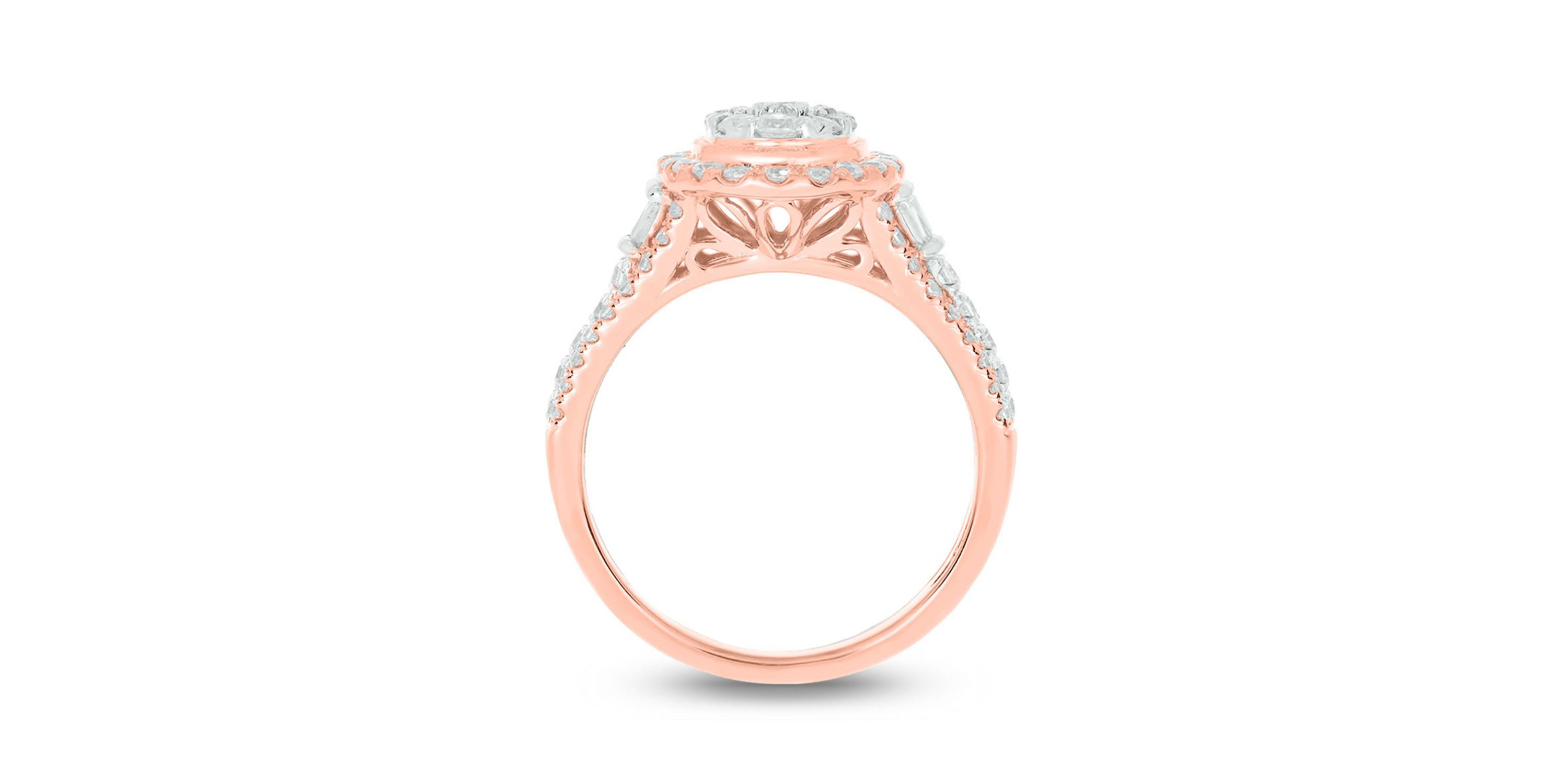 1.0 ct.t.w White Diamond Studded Solitaire Engagement Ring in 10K Gold
