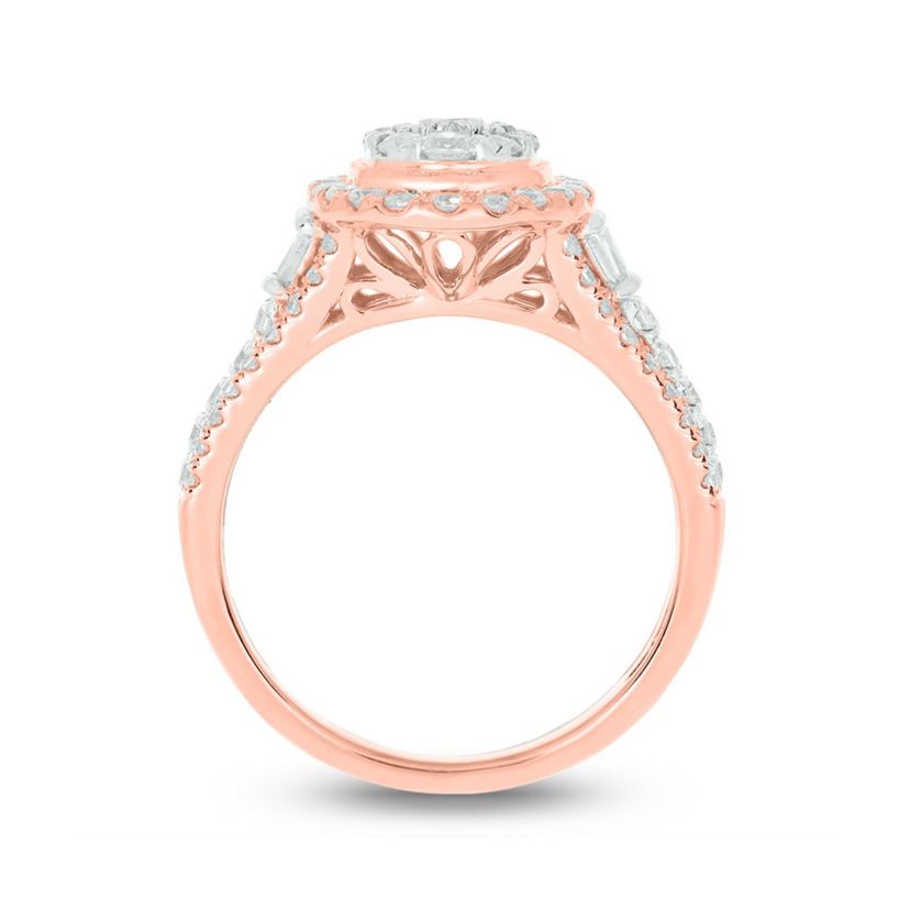 1.0 ct.t.w White Diamond Studded Solitaire Engagement Ring in 10K Gold