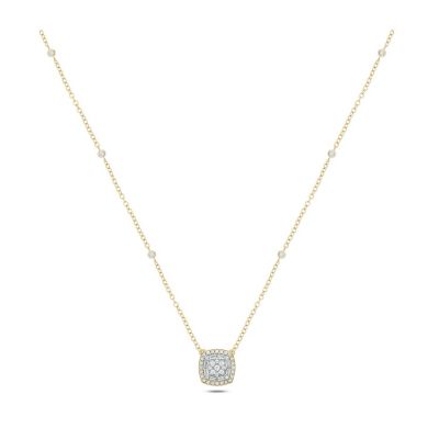 Belk & Co 3/8 ct. t.w White Diamond Studded Cushion Pendant Necklace in 10K Gold, Yellow