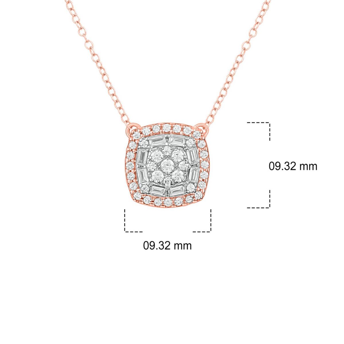 3/8 ct. t.w White Diamond Studded Cushion Pendant Necklace in 10K Gold