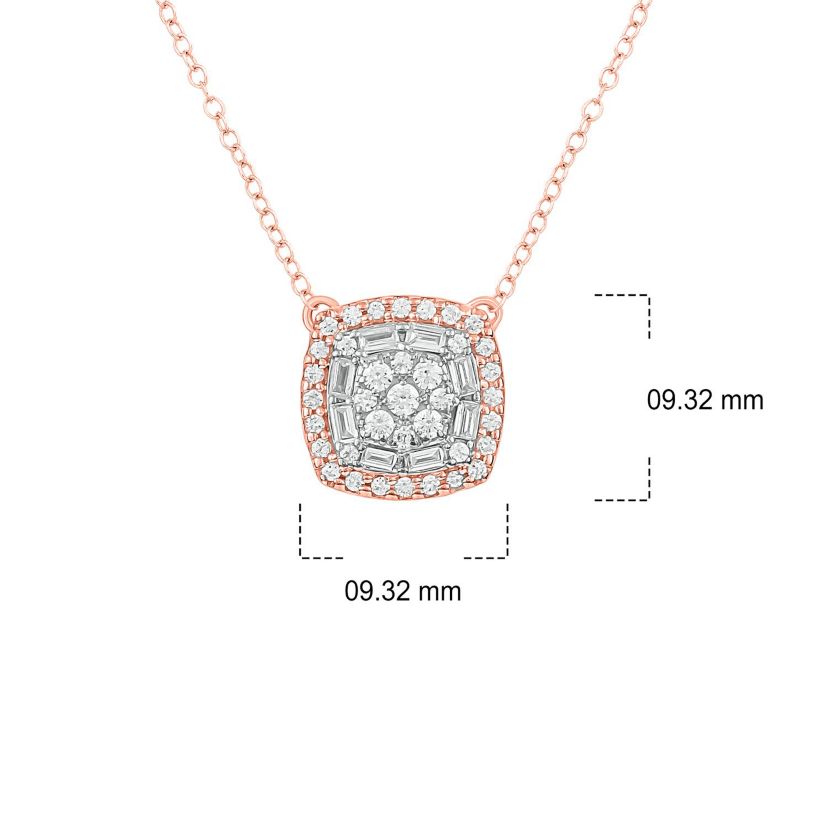 3/8 ct. t.w White Diamond Studded Cushion Pendant Necklace in 10K Gold