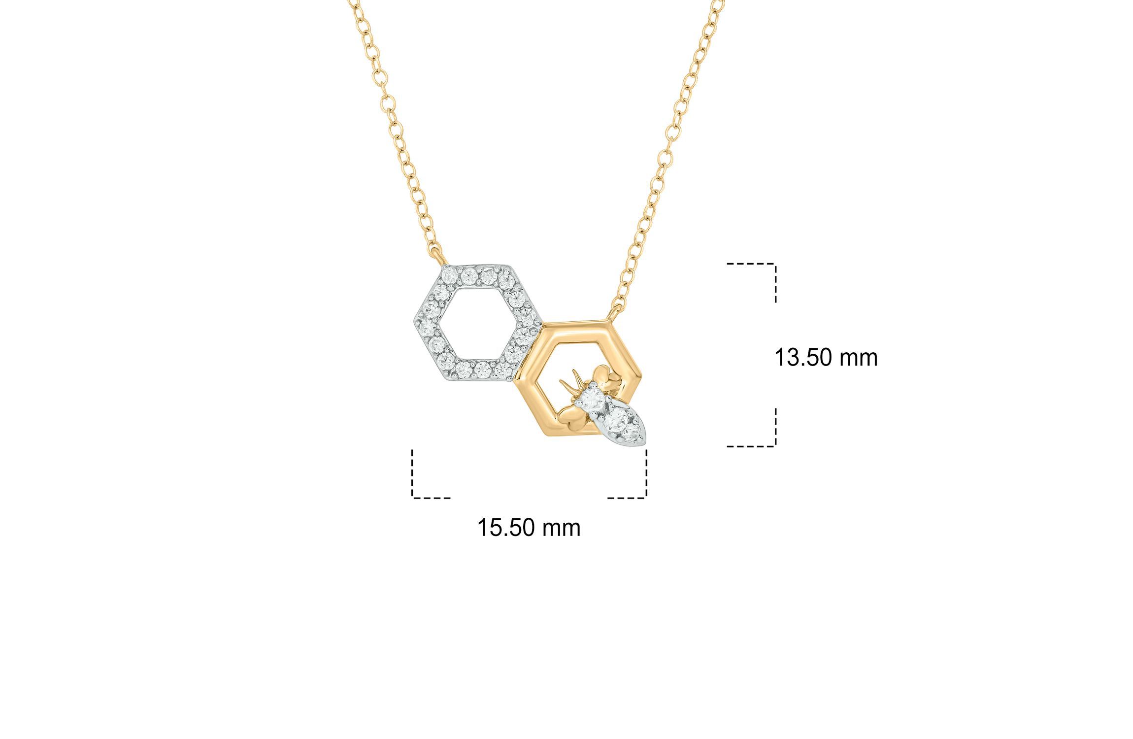 1/5 ct. t.w White Diamond Honey Bee Octagoan Shape Pendnat Necklace For Womens in 10K Gold