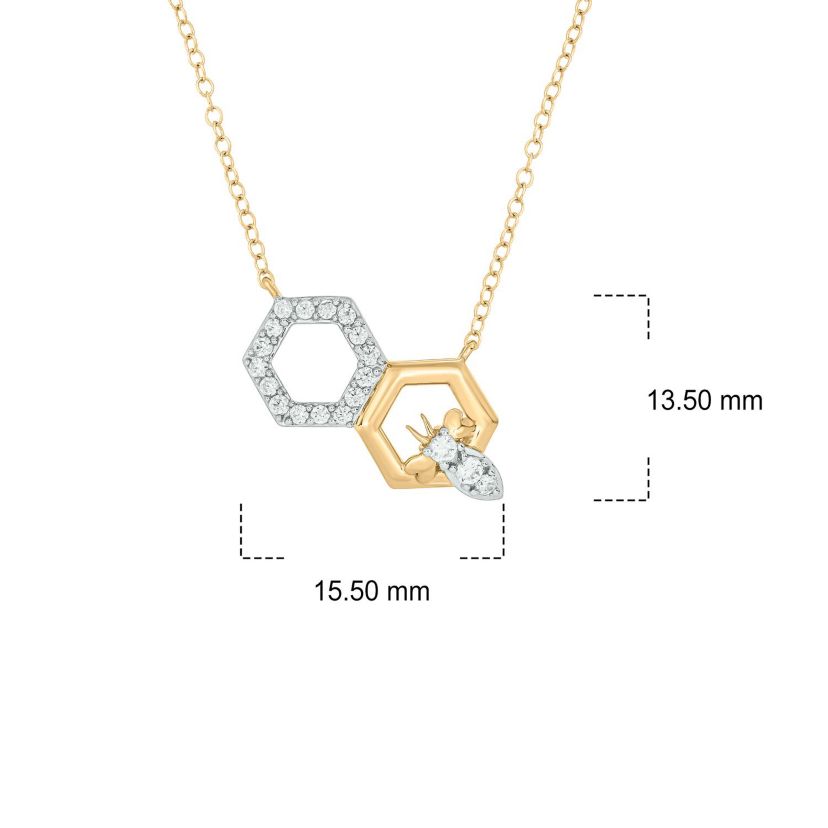 1/5 ct. t.w White Diamond Honey Bee Octagoan Shape Pendnat Necklace For Womens in 10K Gold