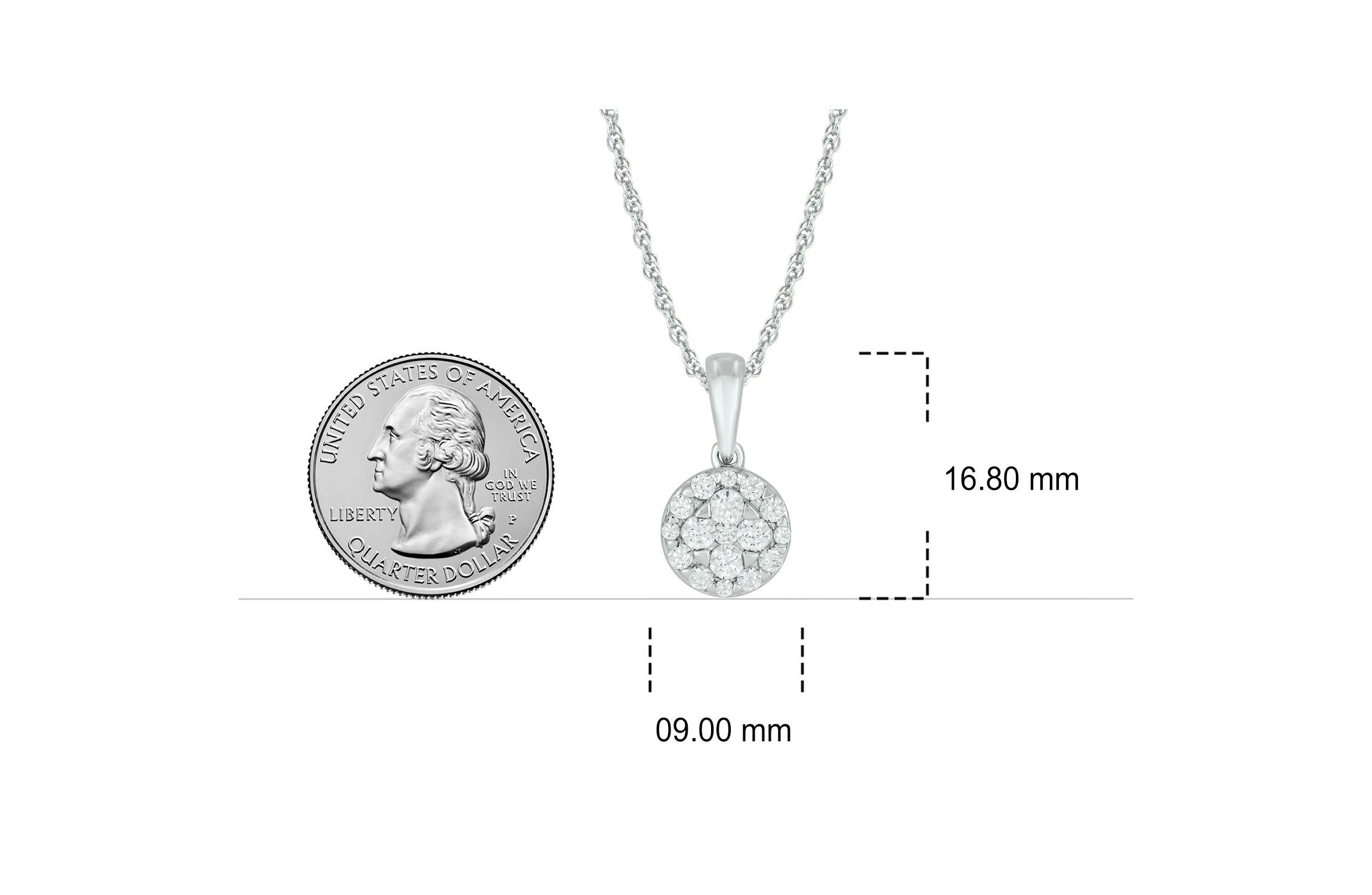1/2 ct. t.w Natrual White Diamond Solitaire Round Pendant Necklace in 10K Gold