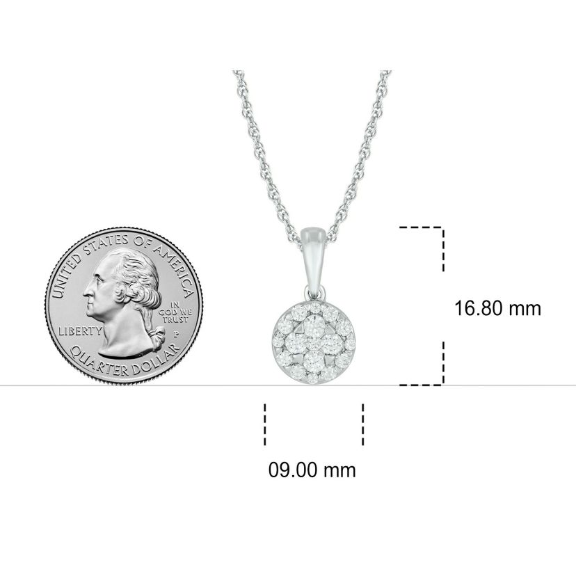 1/2 ct. t.w Natrual White Diamond Solitaire Round Pendant Necklace in 10K Gold