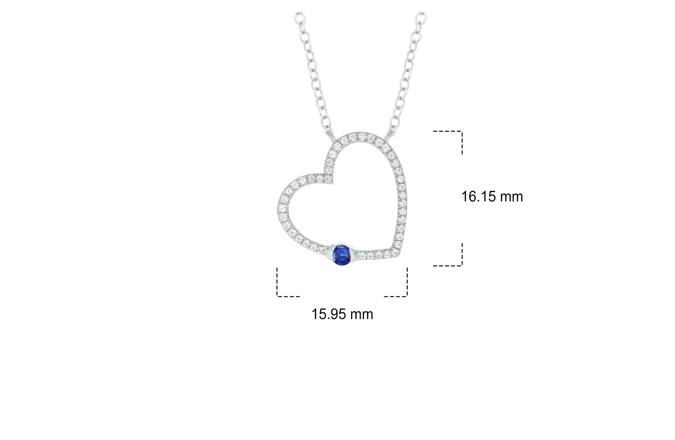 1/5 ct. t.w Diamond & 1/4 ct. t.w Blue Sapphire Round Shape Natrual Color Stone Necklace in 10K Gold