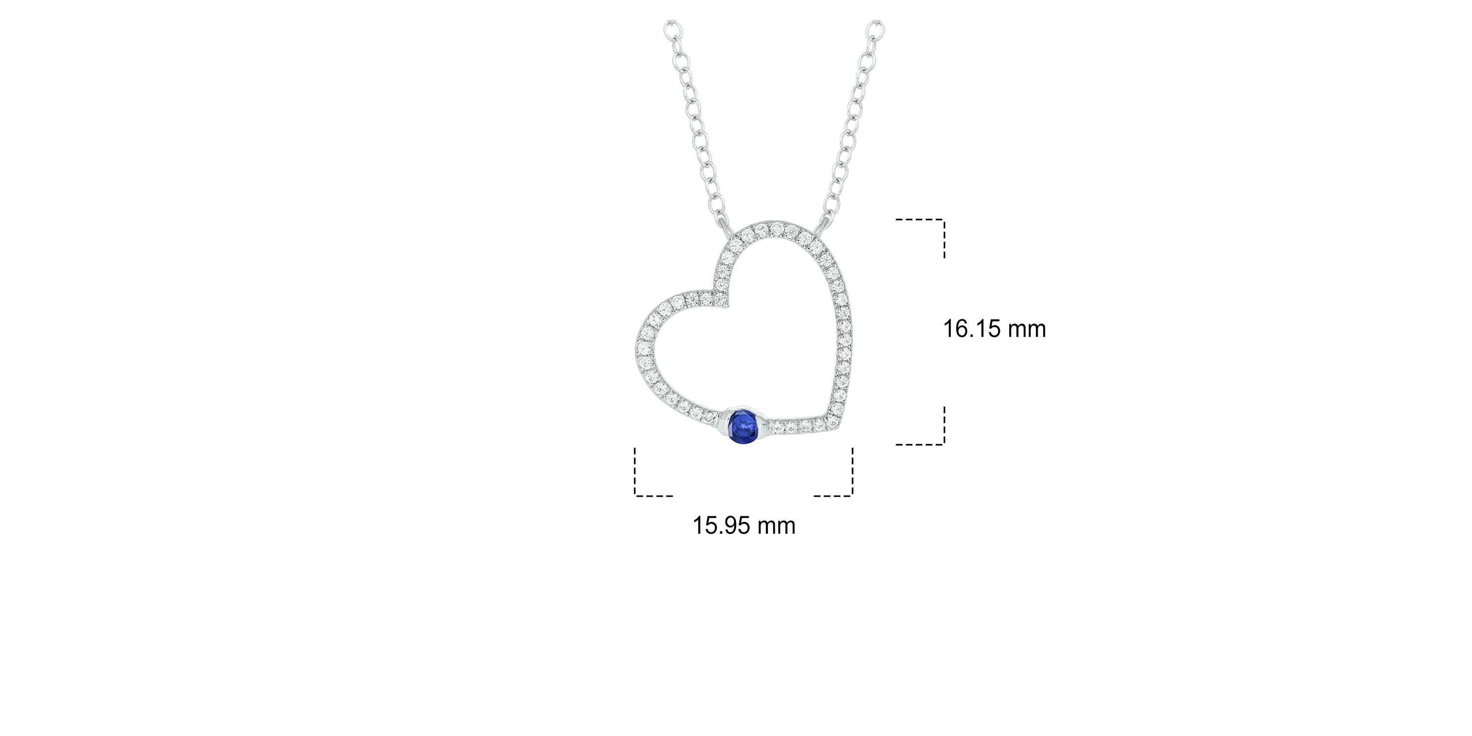 1/5 ct. t.w Diamond & 1/4 ct. t.w Blue Sapphire Round Shape Natrual Color Stone Necklace in 10K Gold