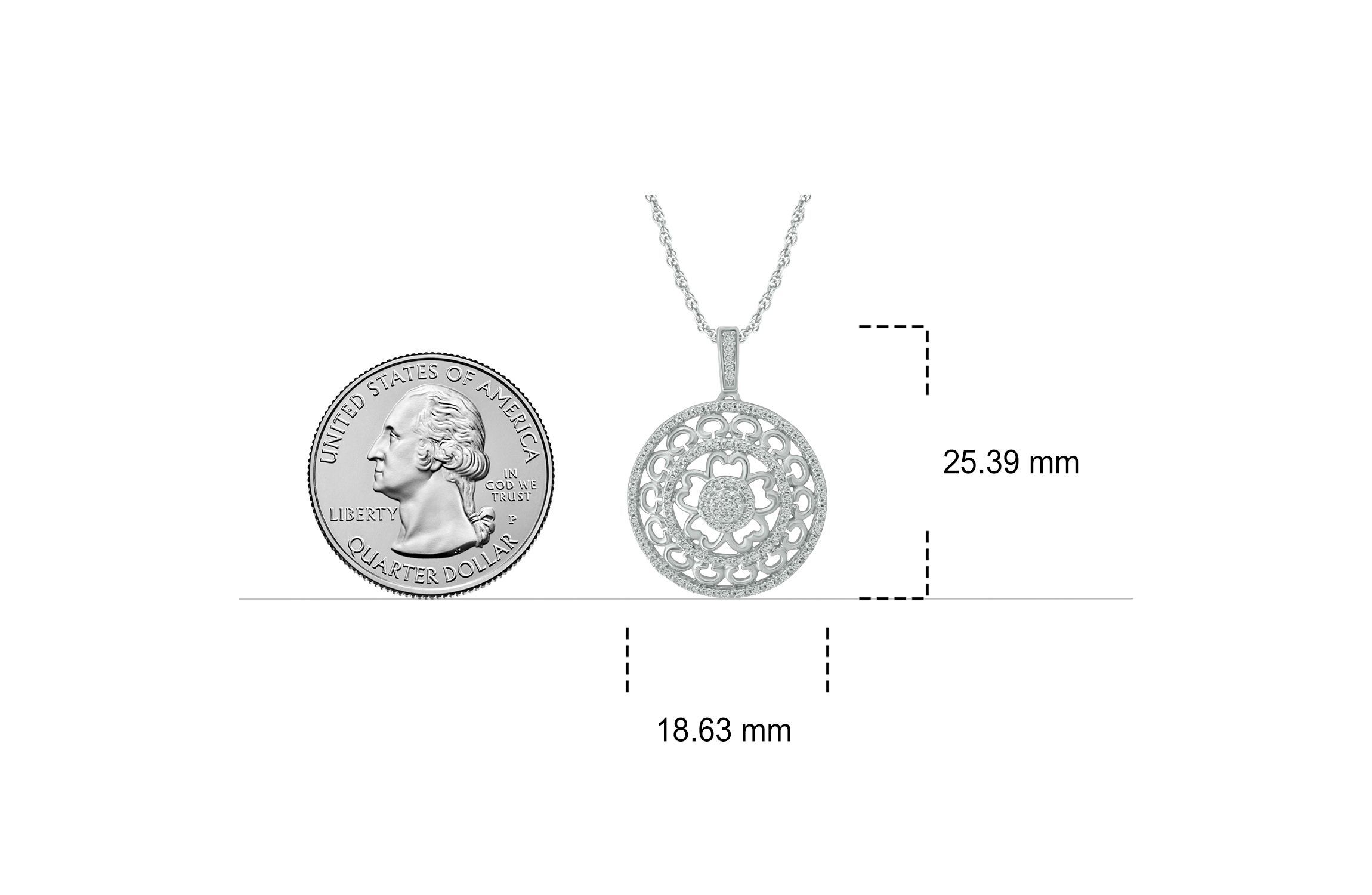 1/4 ct. t.w Natrual White Diamond Floral Ring Designed Pendant Necklace in 10K Gold