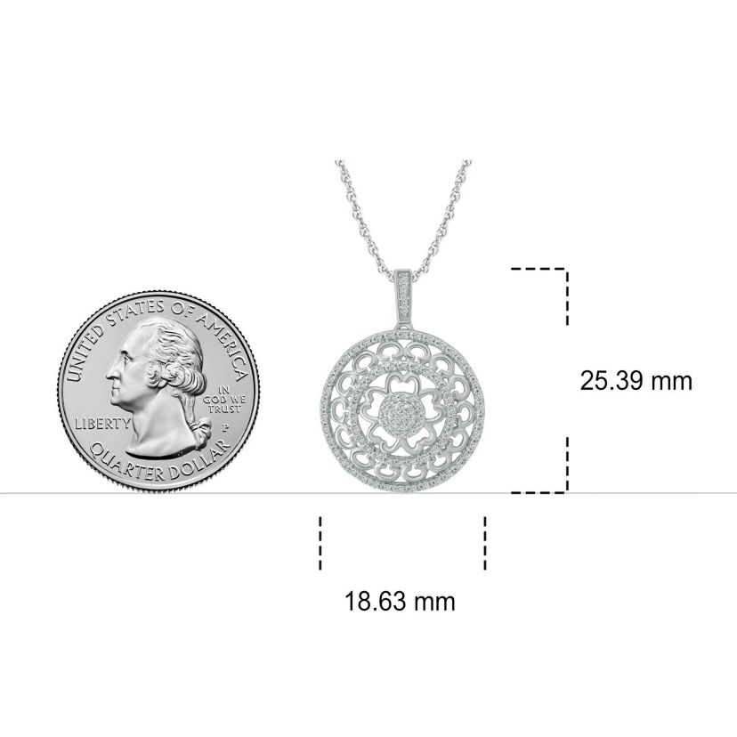 1/4 ct. t.w Natrual White Diamond Floral Ring Designed Pendant Necklace in 10K Gold