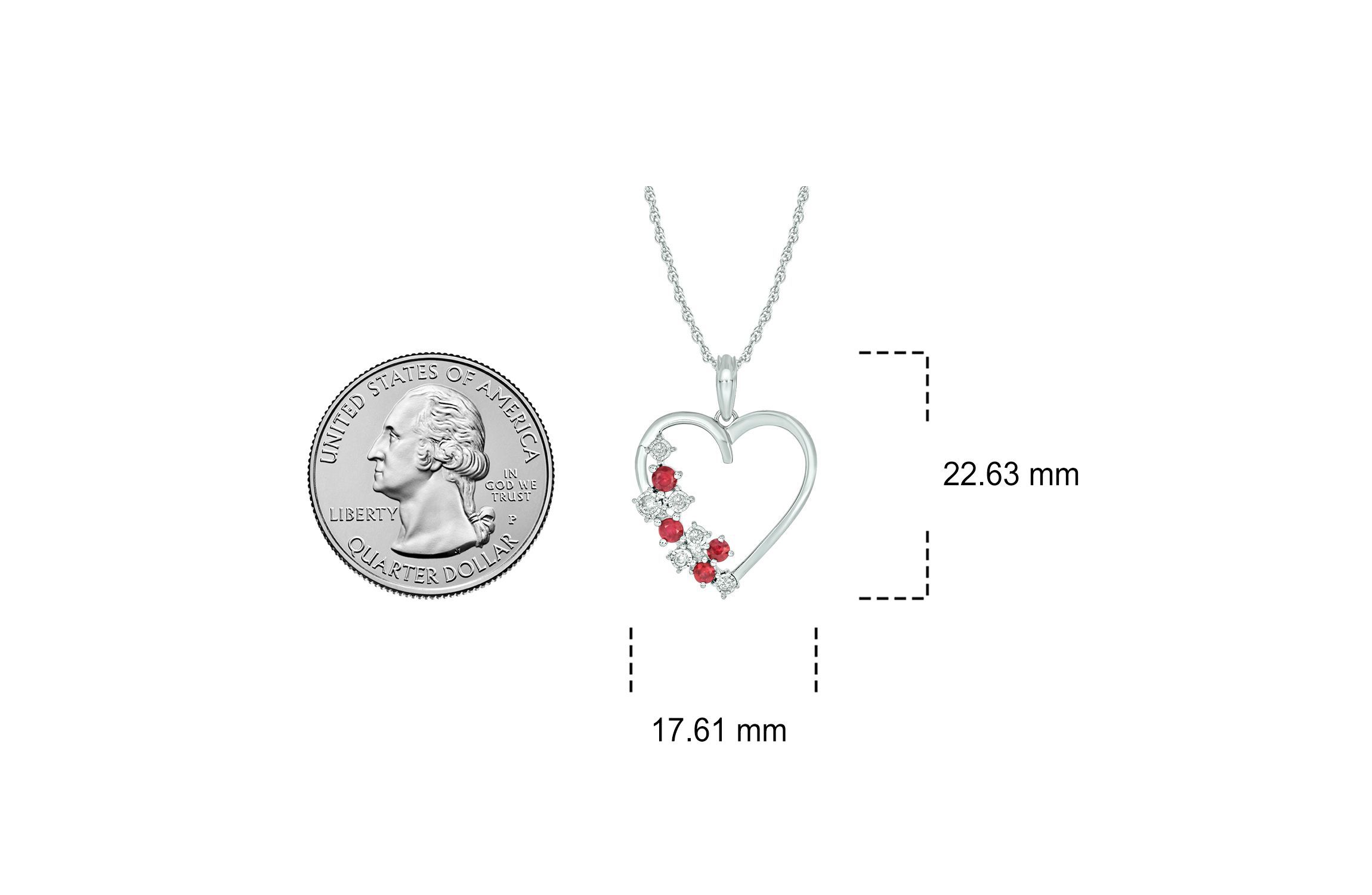 1/10 ct. t.w Diamond 1/2 ct. t.w Natrual Ruby Round Shape Heart Pendant For Women in 10K Gold