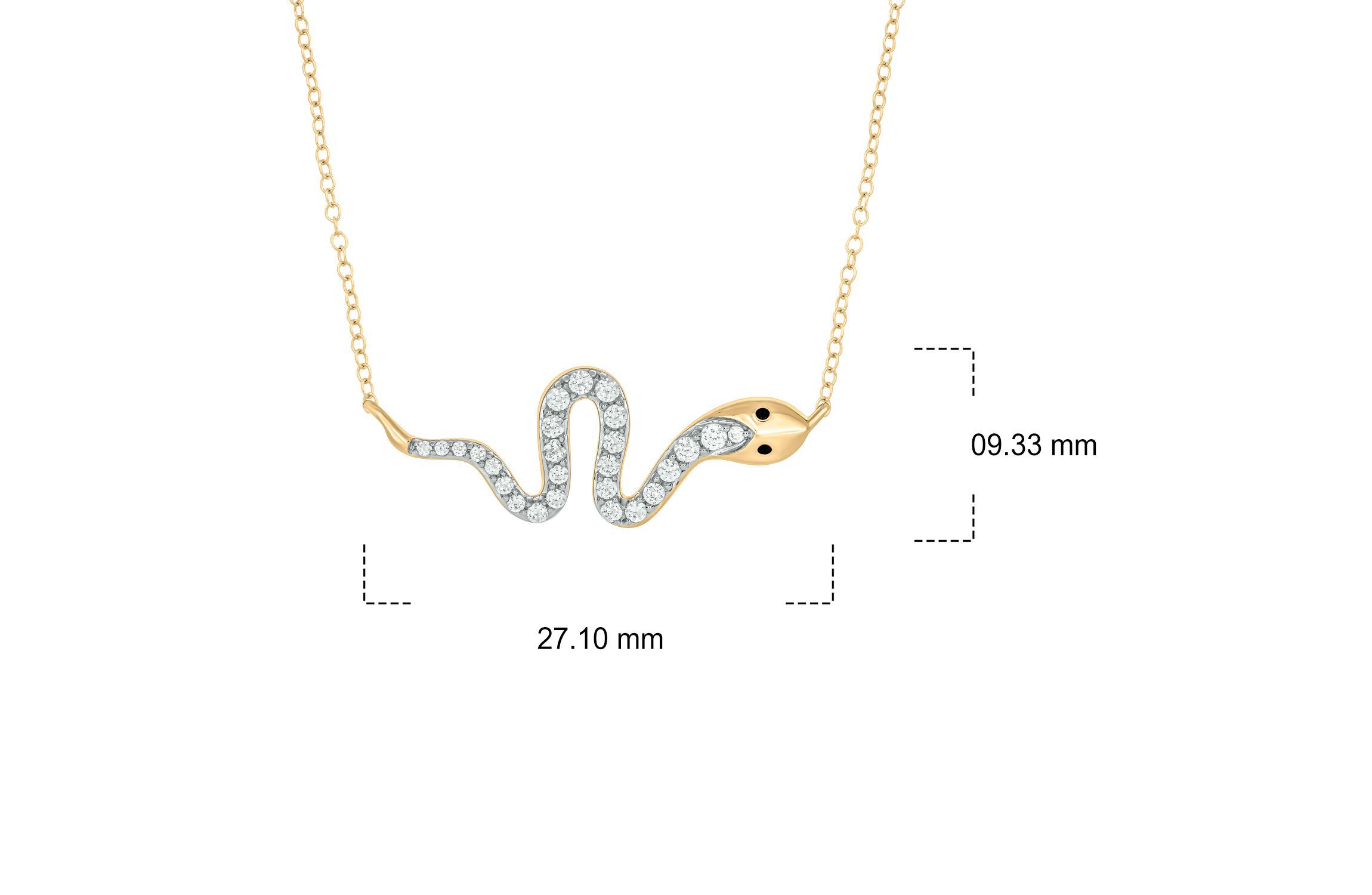 1/4 ct. t.w White Diamond With Black Enamel Animal Snake Pendnat Necklace in 10K Gold